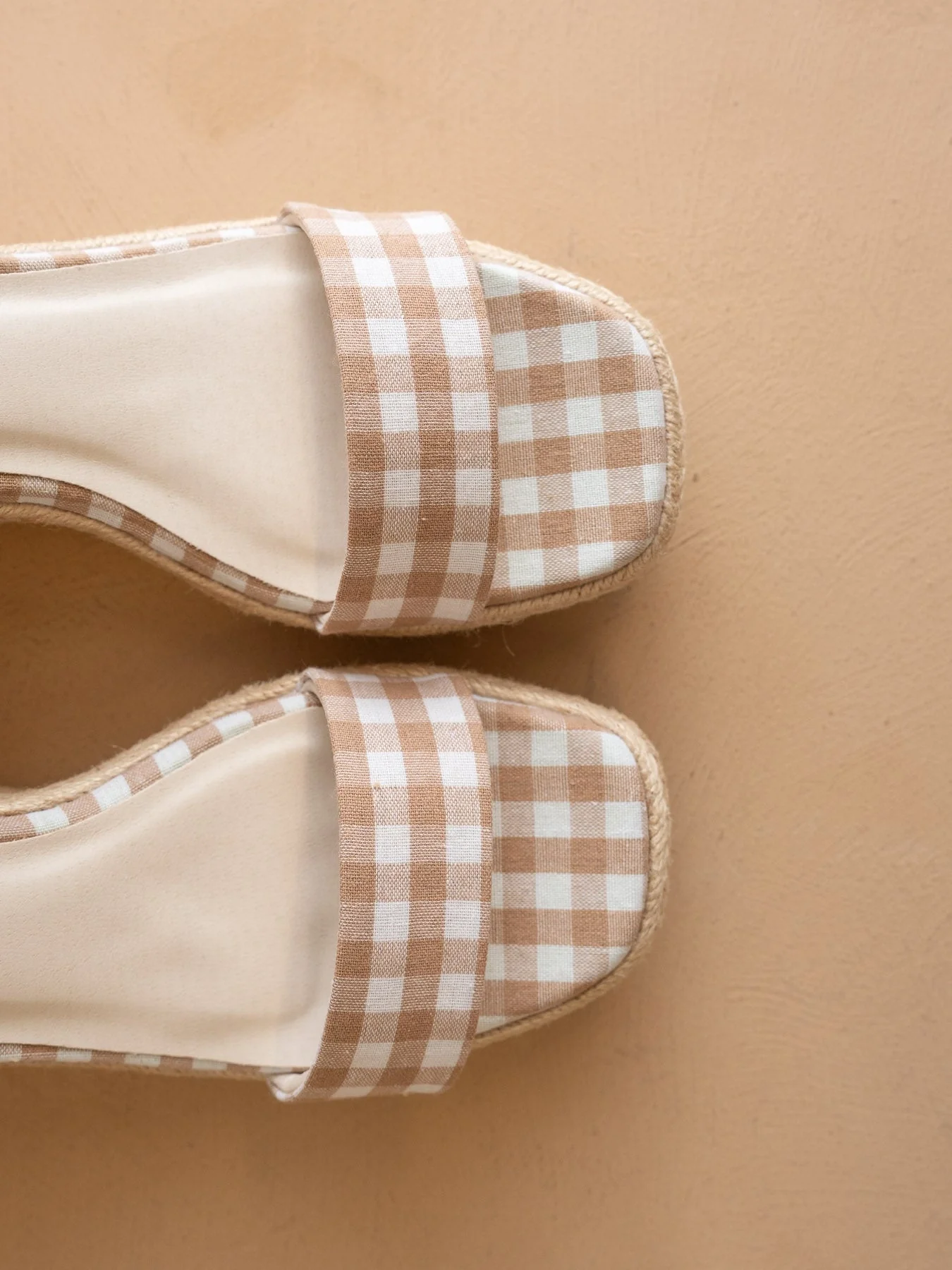 The Oceana | Latte Gingham Wrap Wedge - Image 5