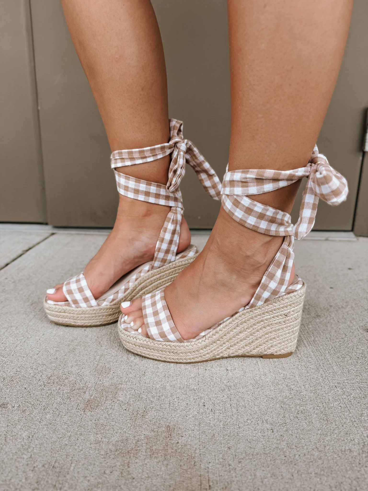 The Oceana | Latte Gingham Wrap Wedge - Image 8
