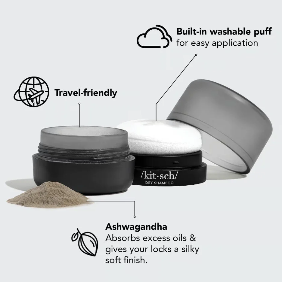 Kitsch Volumizing Rice Protein Dry Shampoo - Dark Tinted Powder - Image 3