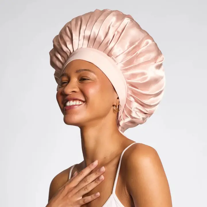 Kitsch Adjustable Oversized Satin Bonnet- Blush - Image 2