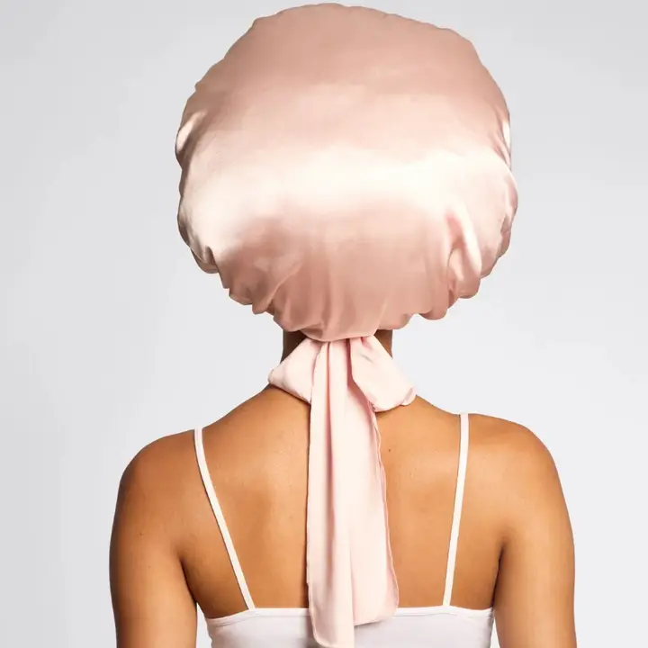 Kitsch Adjustable Oversized Satin Bonnet- Blush - Image 3