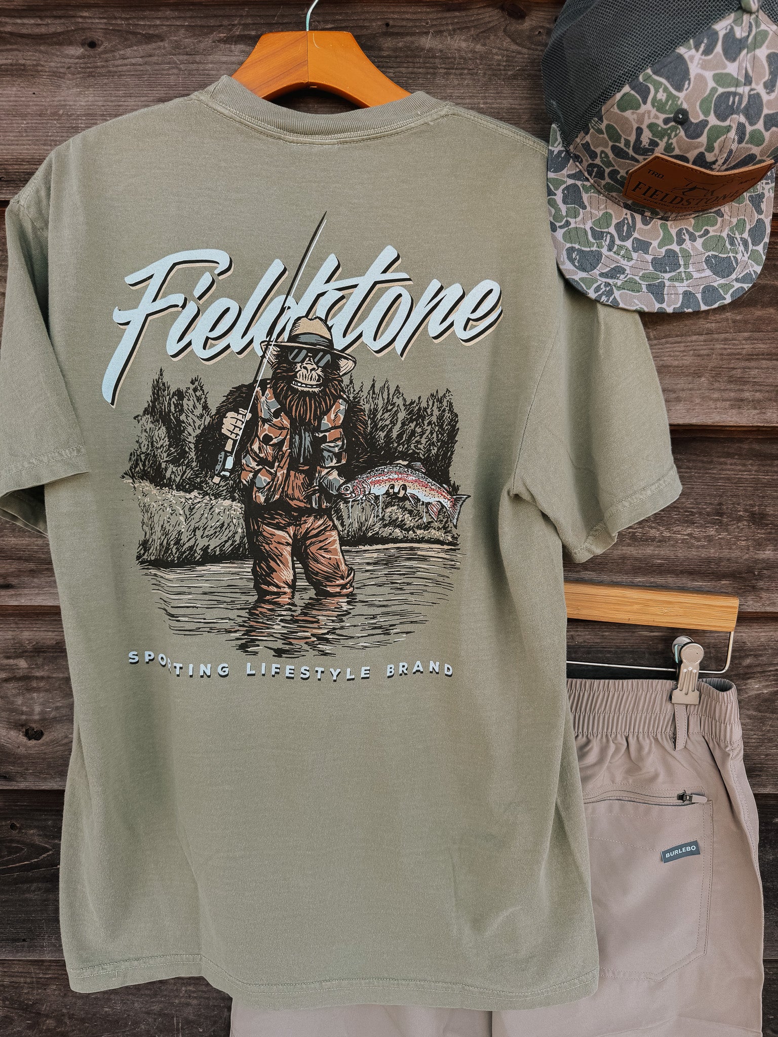 Fieldstone Gone Fishing T-Shirt in Sand - Image 3