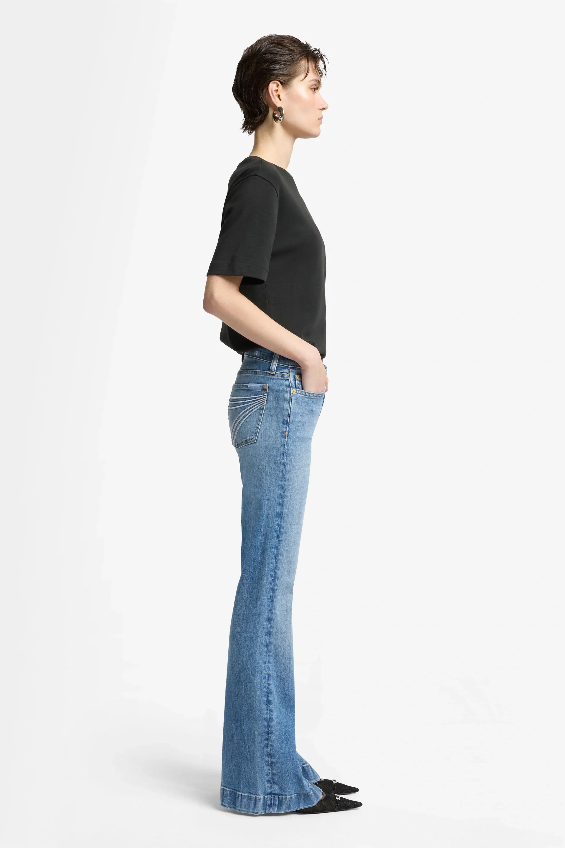 7 For All Mankind DOJO TAILORLESS SLIM ILLUSION PINE Mid Waist Flared Jeans - Image 10