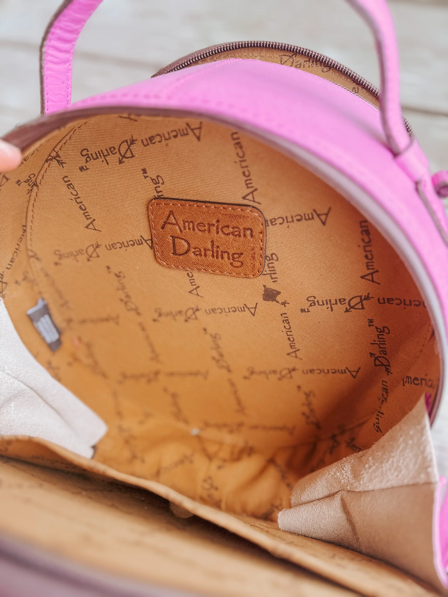 Pink Leather Round Crossbody Purse - Image 6