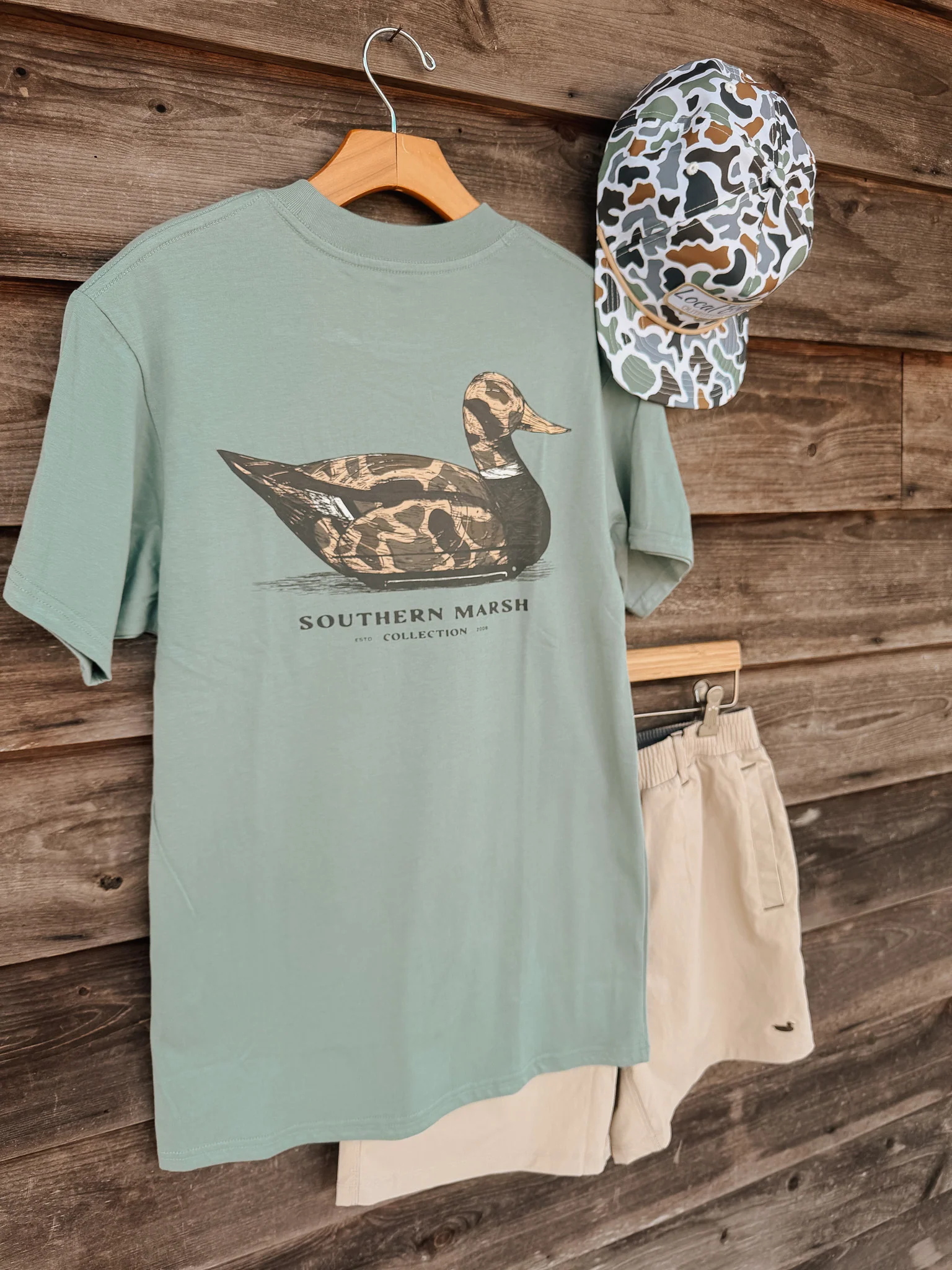 Southern Marsh Vintage Duck Decoy T-Shirt in Sage - Image 2