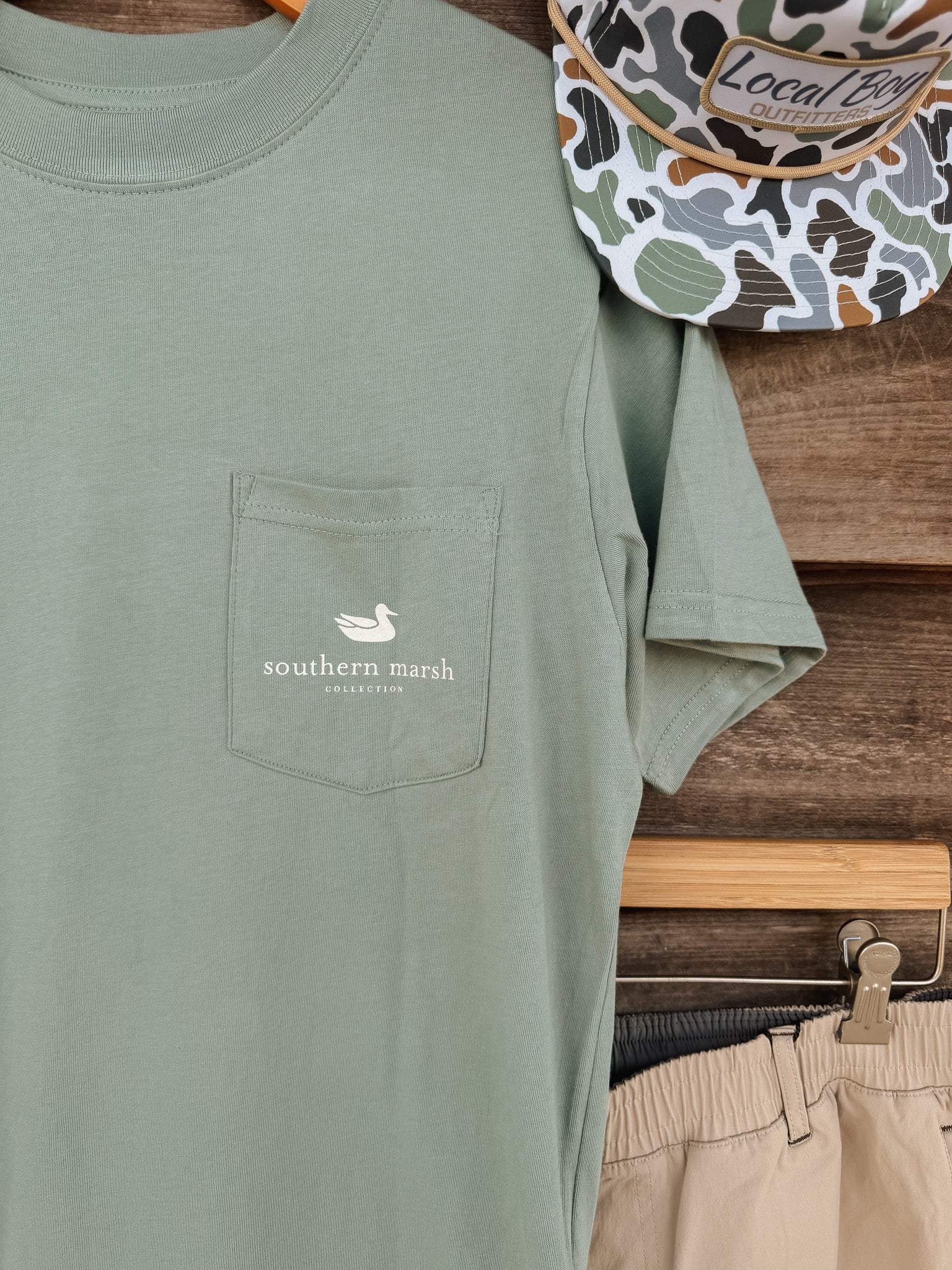 Southern Marsh Vintage Duck Decoy T-Shirt in Sage - Image 4