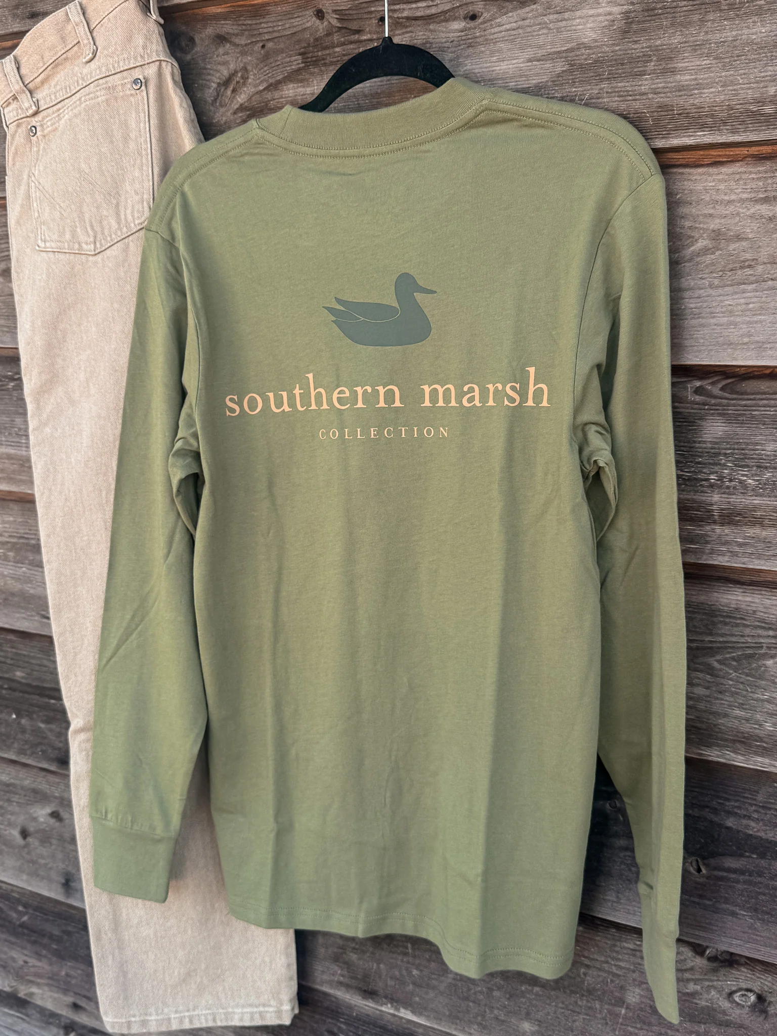 Southern Marsh Authentic Long Sleeve T-Shirt in Brigade Olive - Image 3