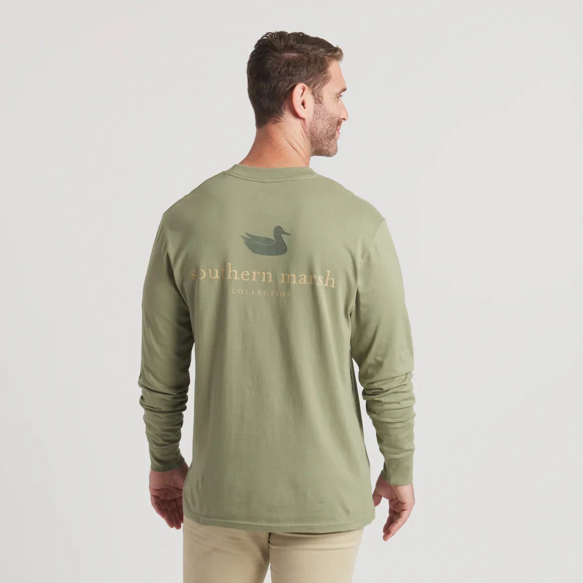 Southern Marsh Authentic Long Sleeve T-Shirt in Brigade Olive - Image 6