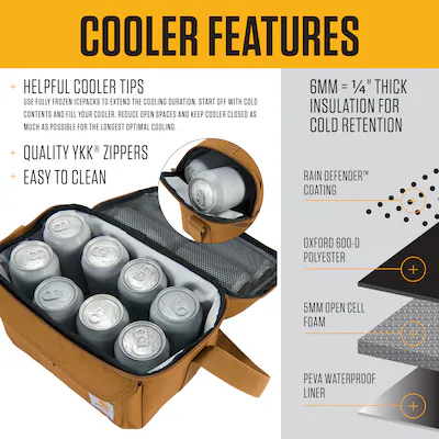 Carhartt Insulated 12 Can Lunch Cooler in Brown - Image 4