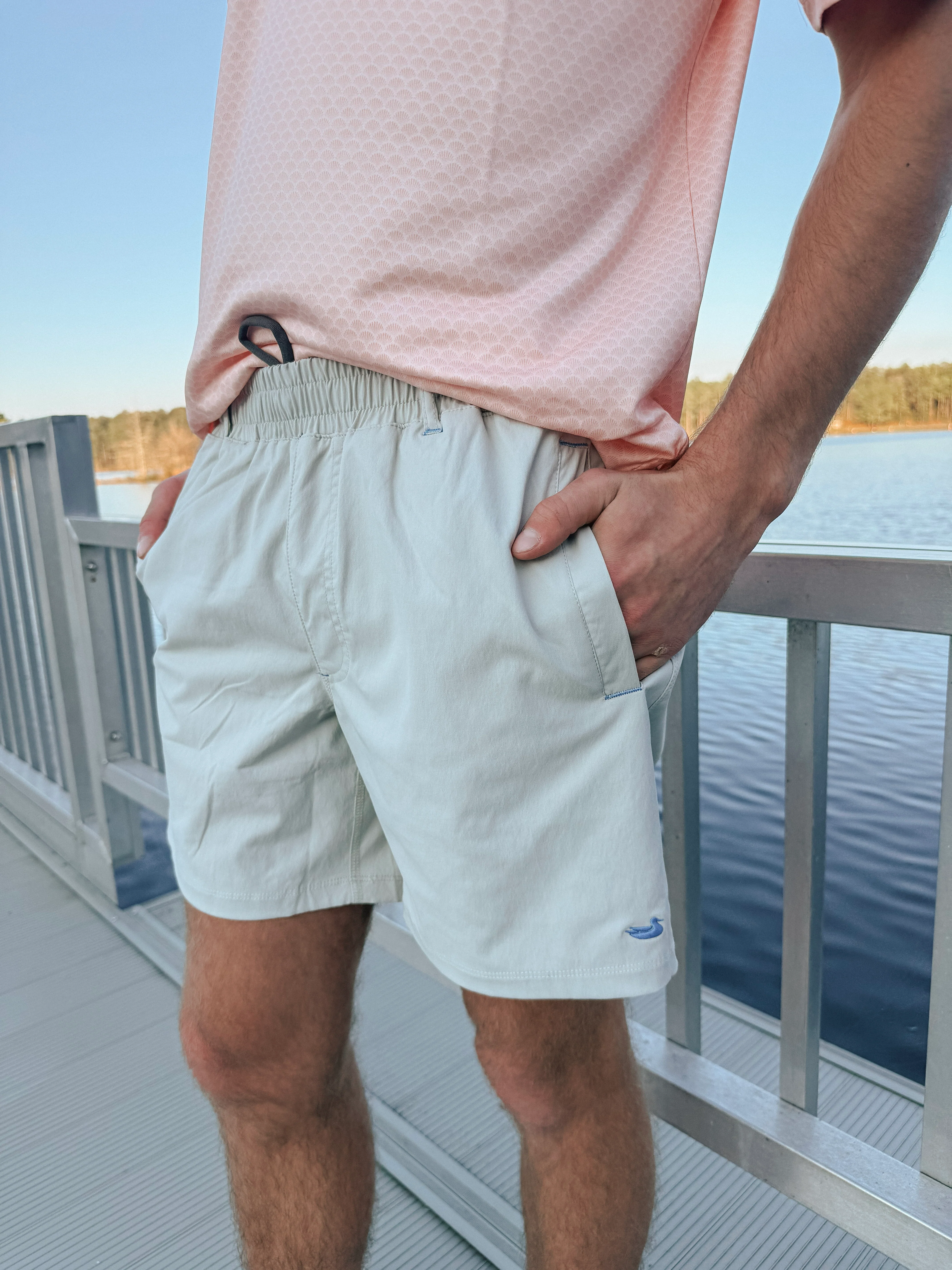 Southern Marsh Men's Billfish Lined Performance Short in Light Gray - Image 2