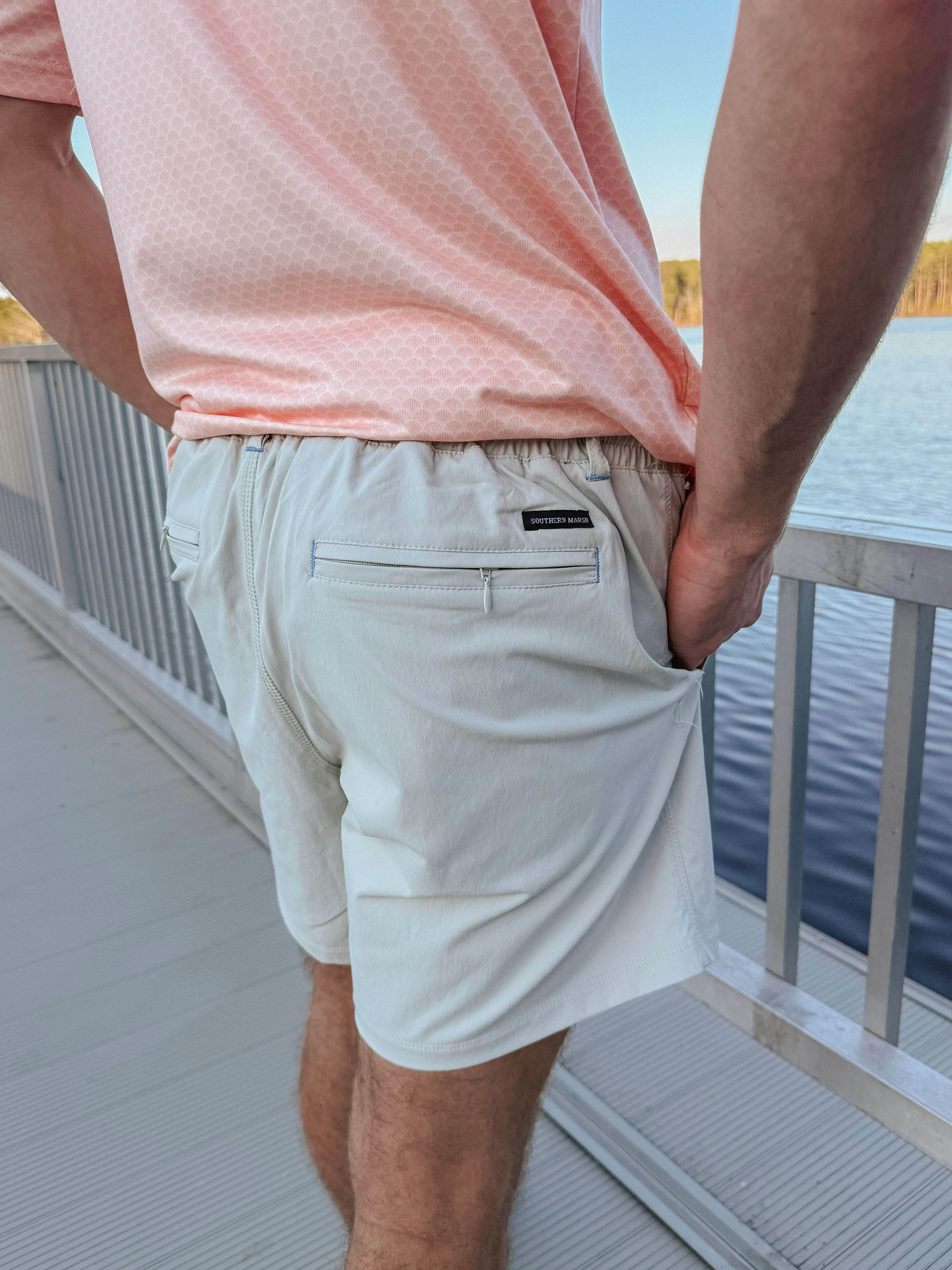 Southern Marsh Men's Billfish Lined Performance Short in Light Gray - Image 3