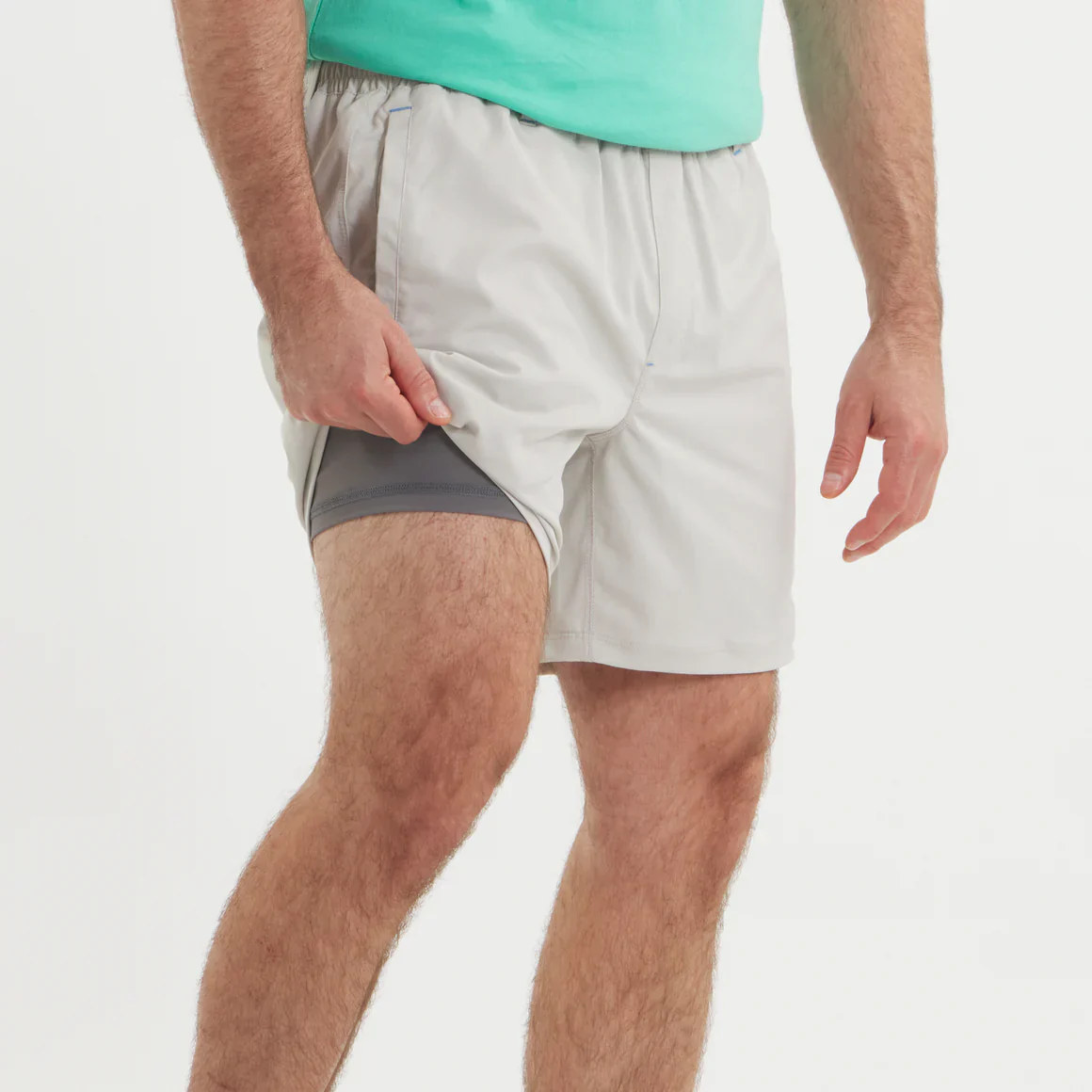 Southern Marsh Men's Billfish Lined Performance Short in Light Gray - Image 5