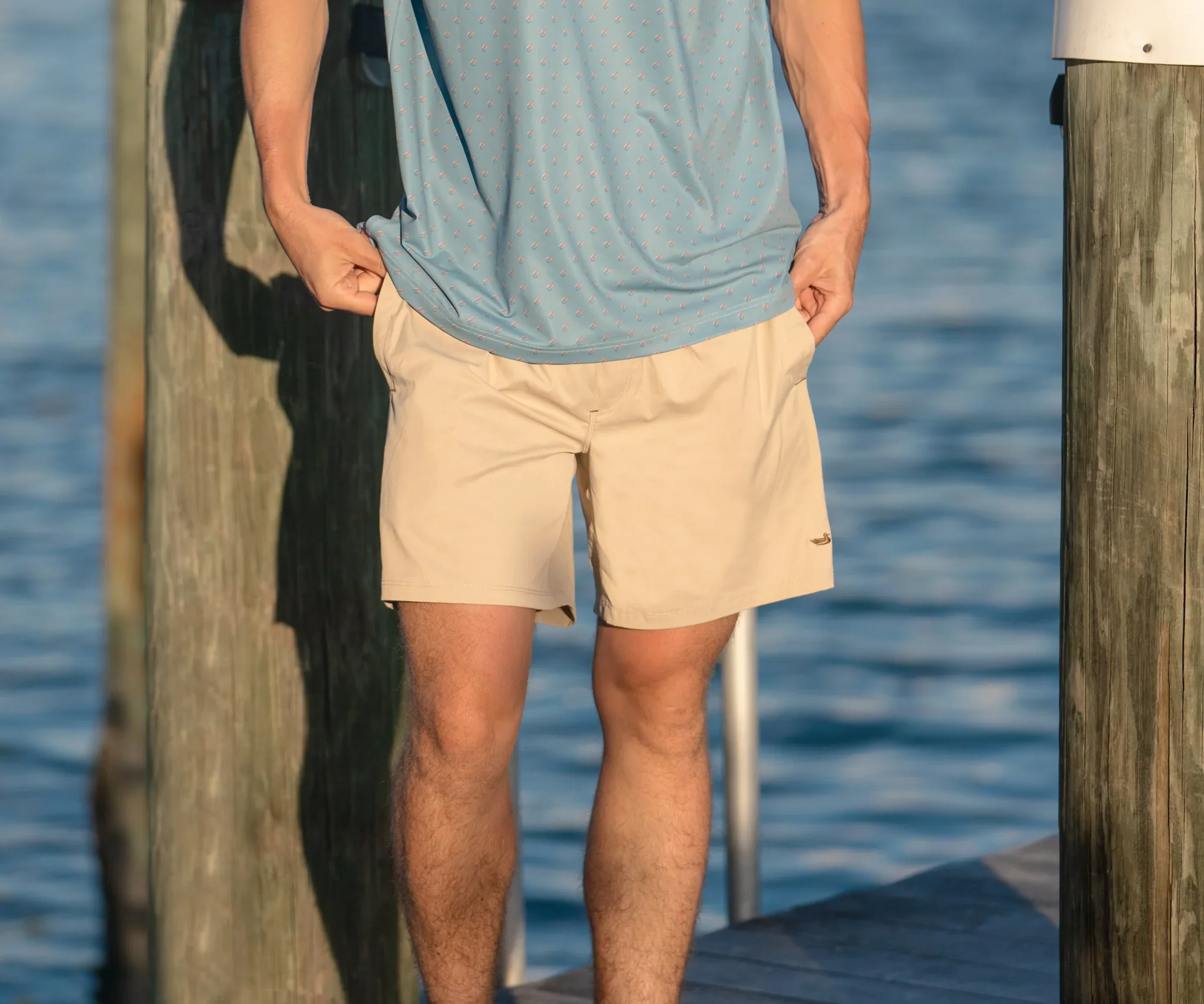 Southern Marsh Men's Billfish Lined Performance Short in Khaki - Image 9