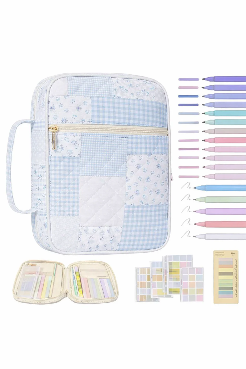 Miriam Blue Patchwork Bible Cover with Accessories - Image 2