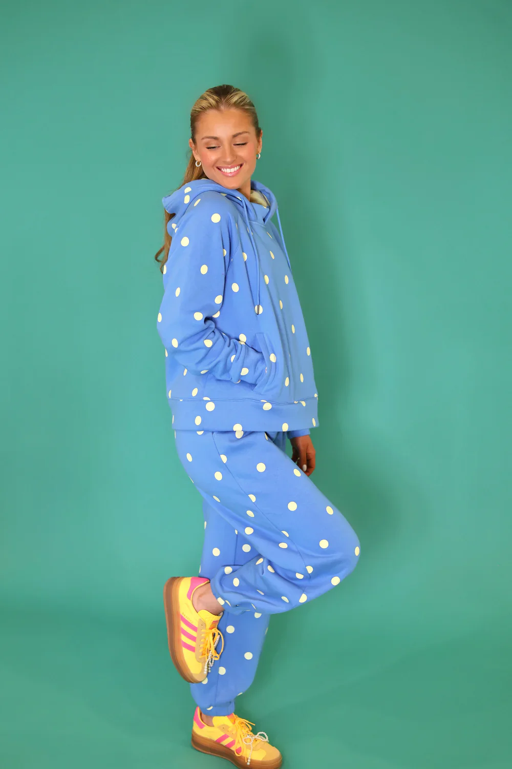 Blue & Butter Polka Dot Sweatsuit Set - Image 10