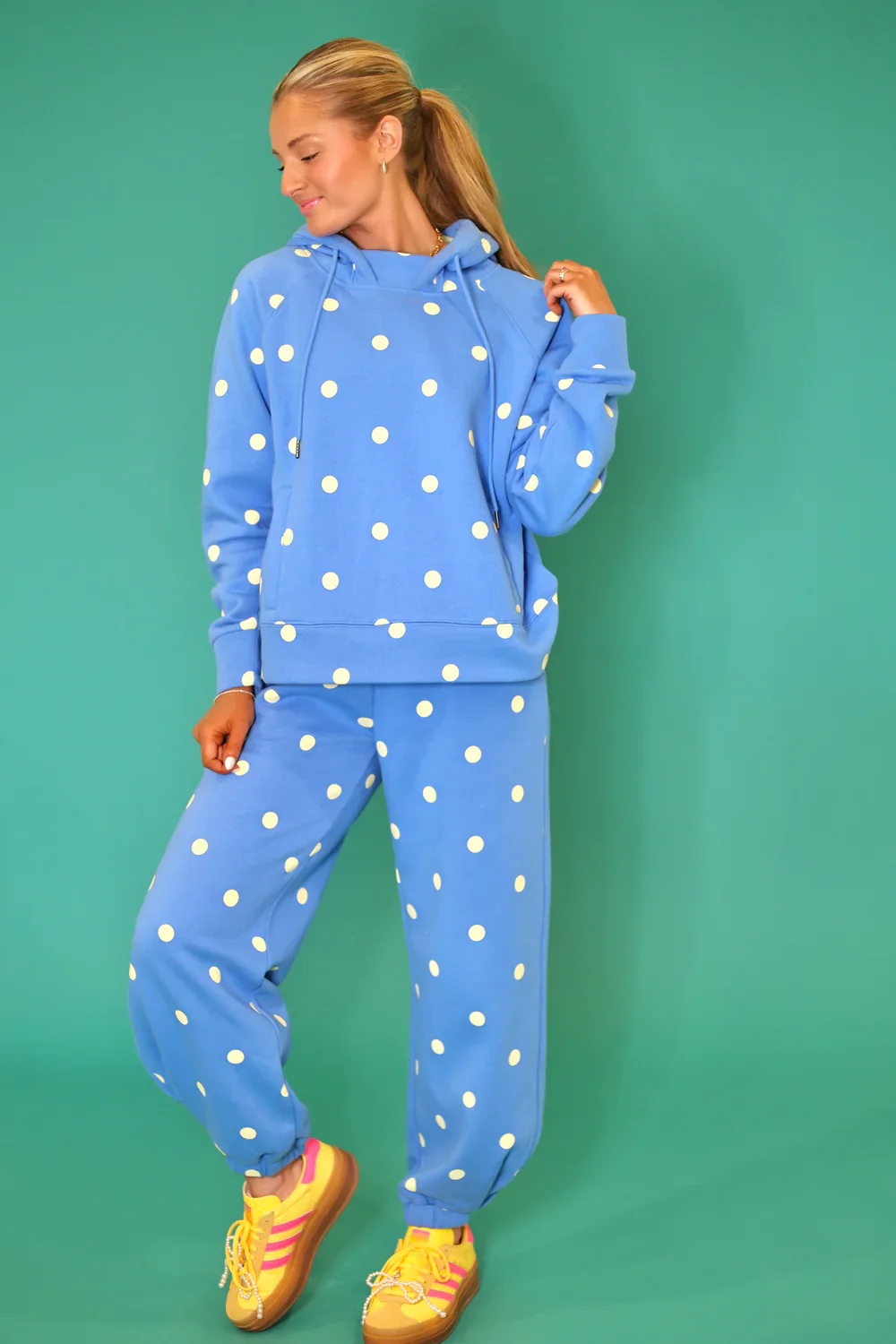 Blue & Butter Polka Dot Sweatsuit Set - Image 7