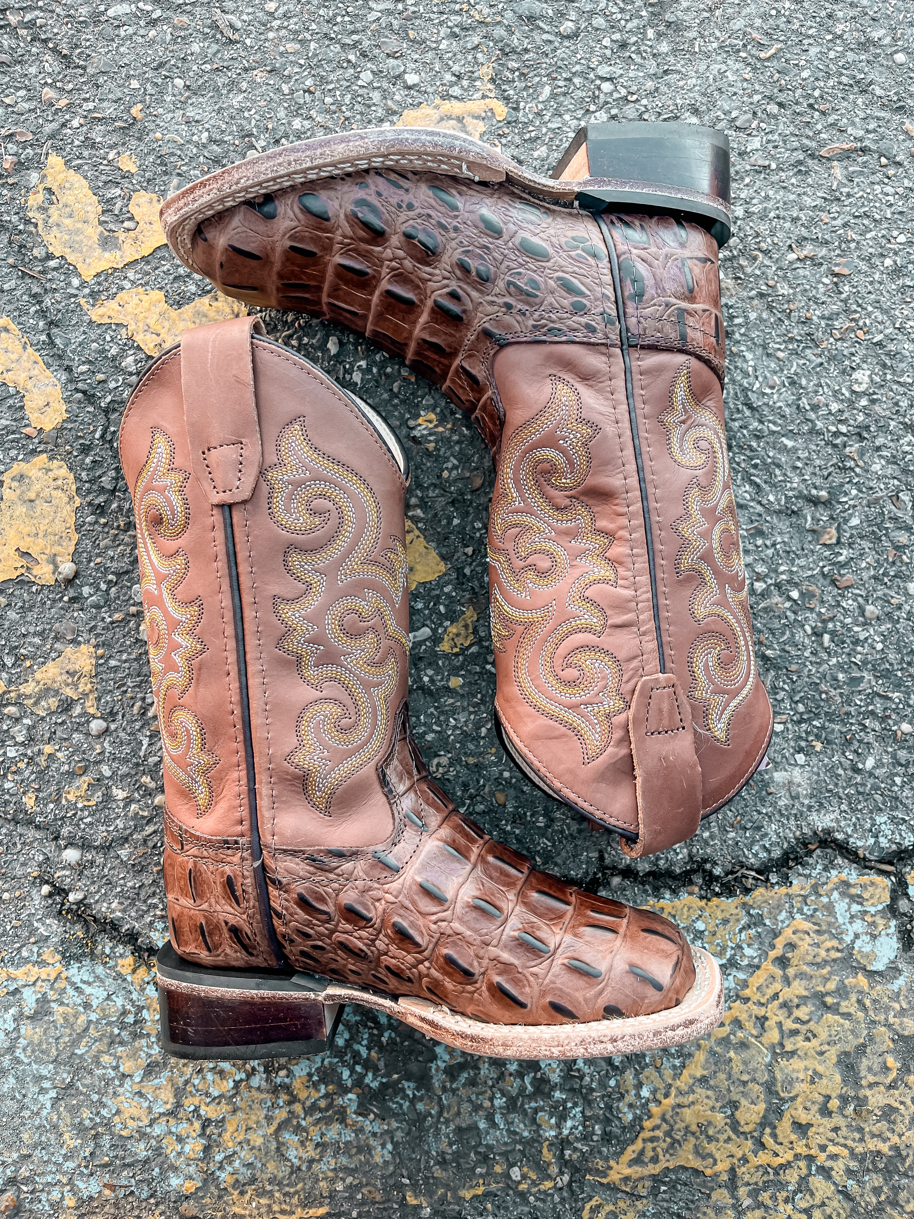 Old West Kid's Square Toe Western Boots - Image 2