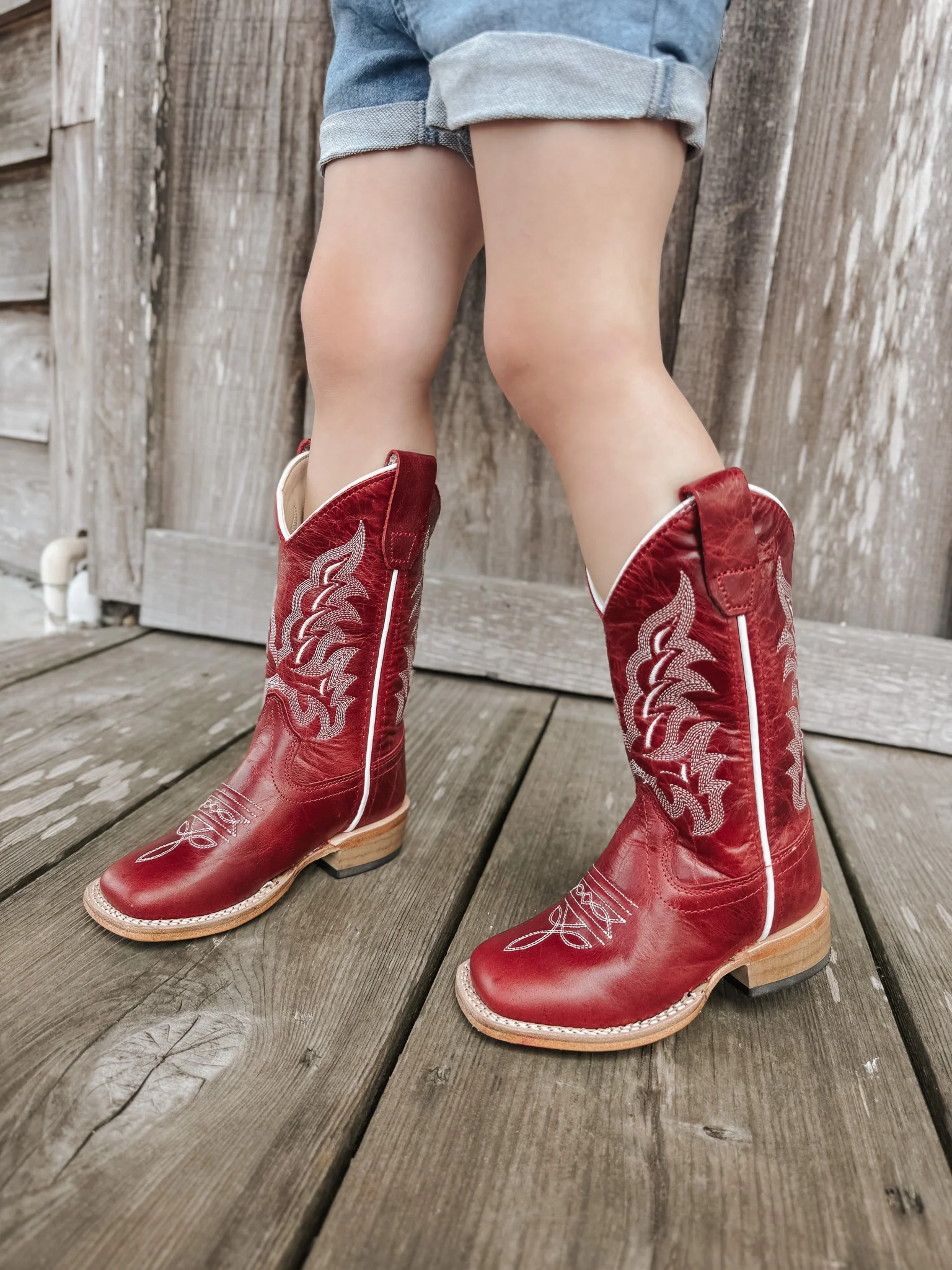 Children's Old West Brushed Red Western Boots - Image 2
