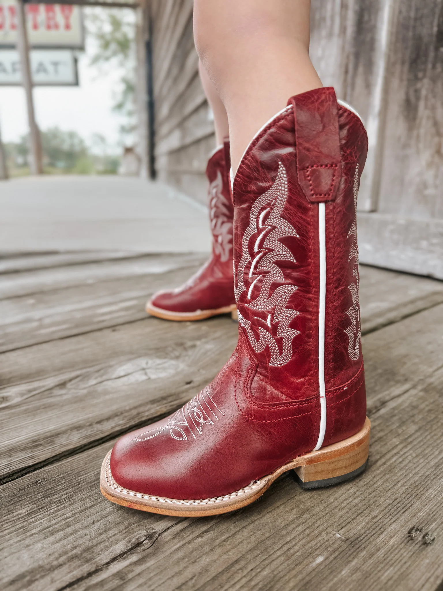 Children's Old West Brushed Red Western Boots - Image 3