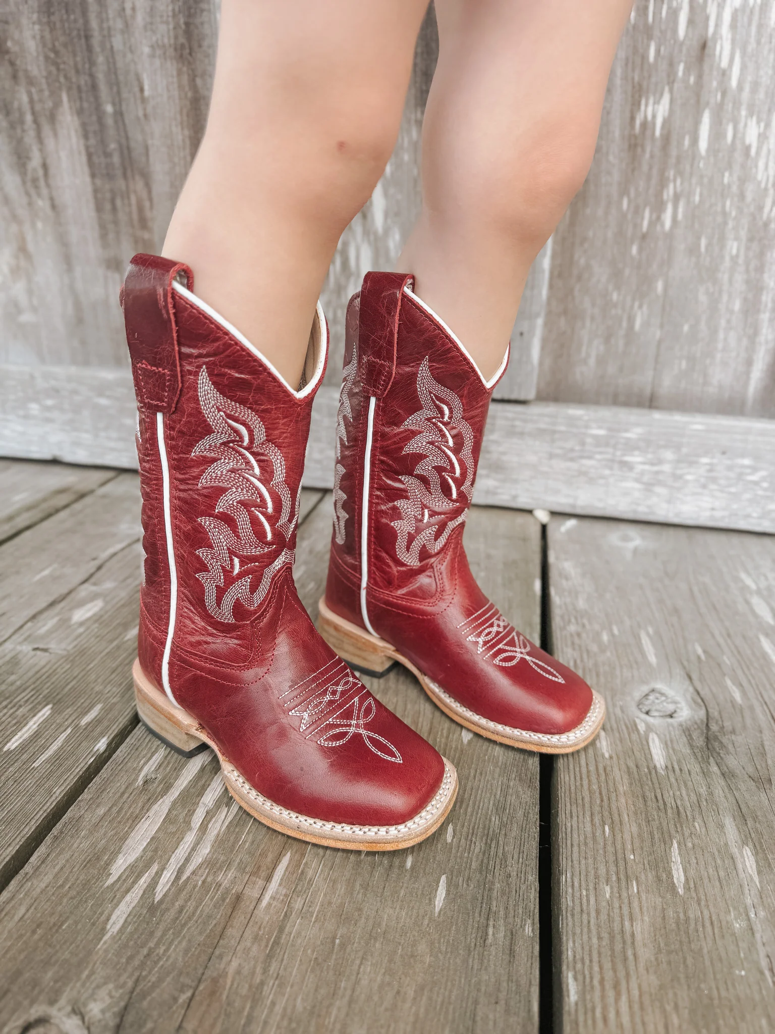 Children's Old West Brushed Red Western Boots - Image 4