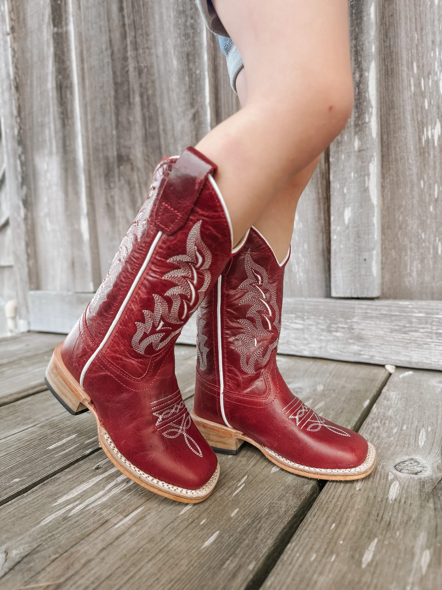 Children's Old West Brushed Red Western Boots - Image 5