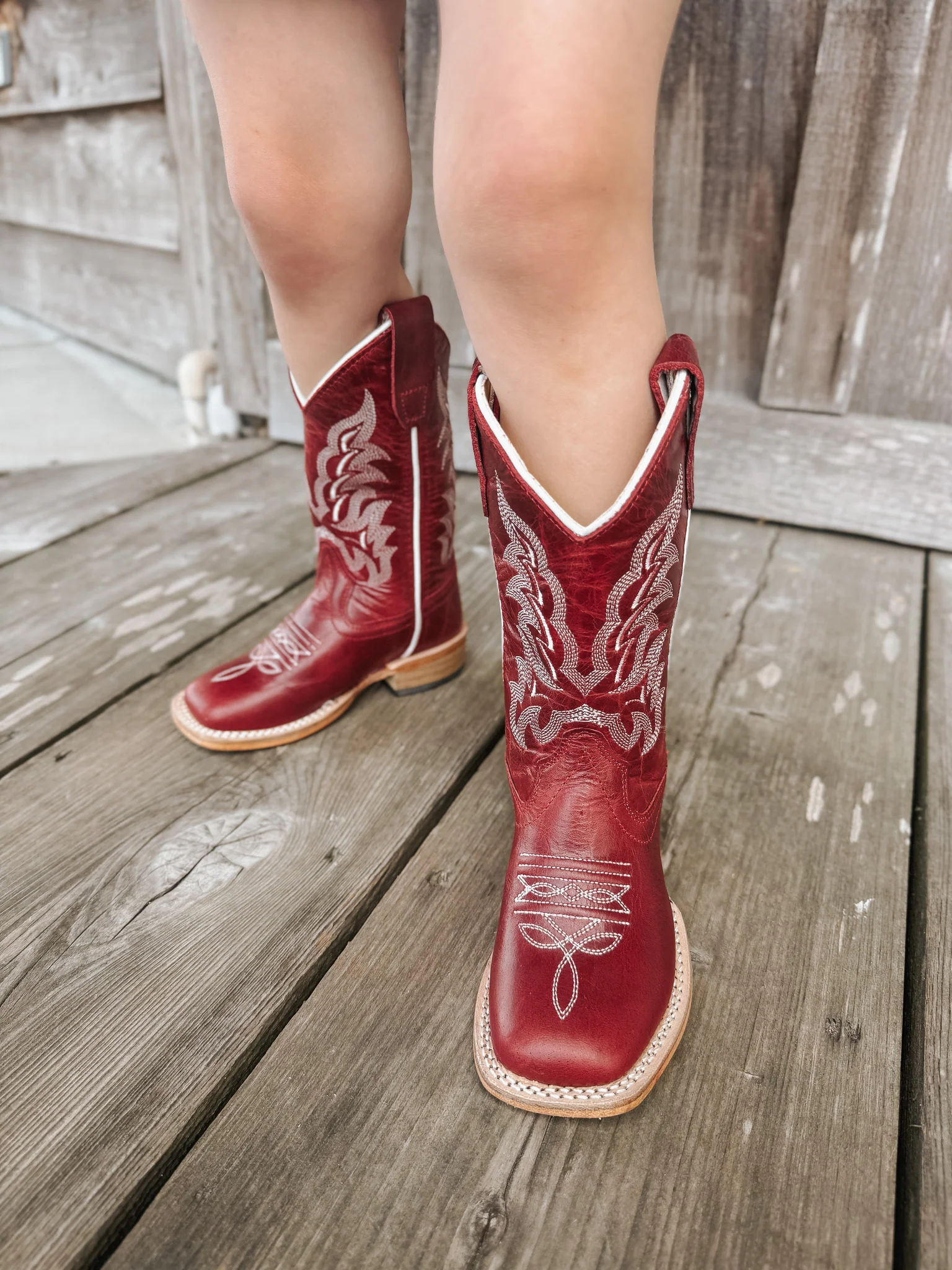 Children's Old West Brushed Red Western Boots - Image 6