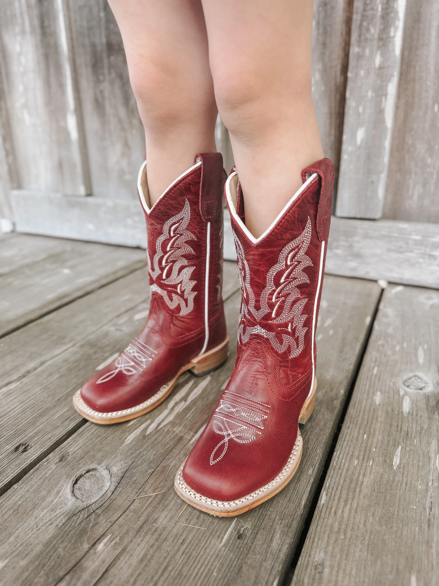 Children's Old West Brushed Red Western Boots - Image 8