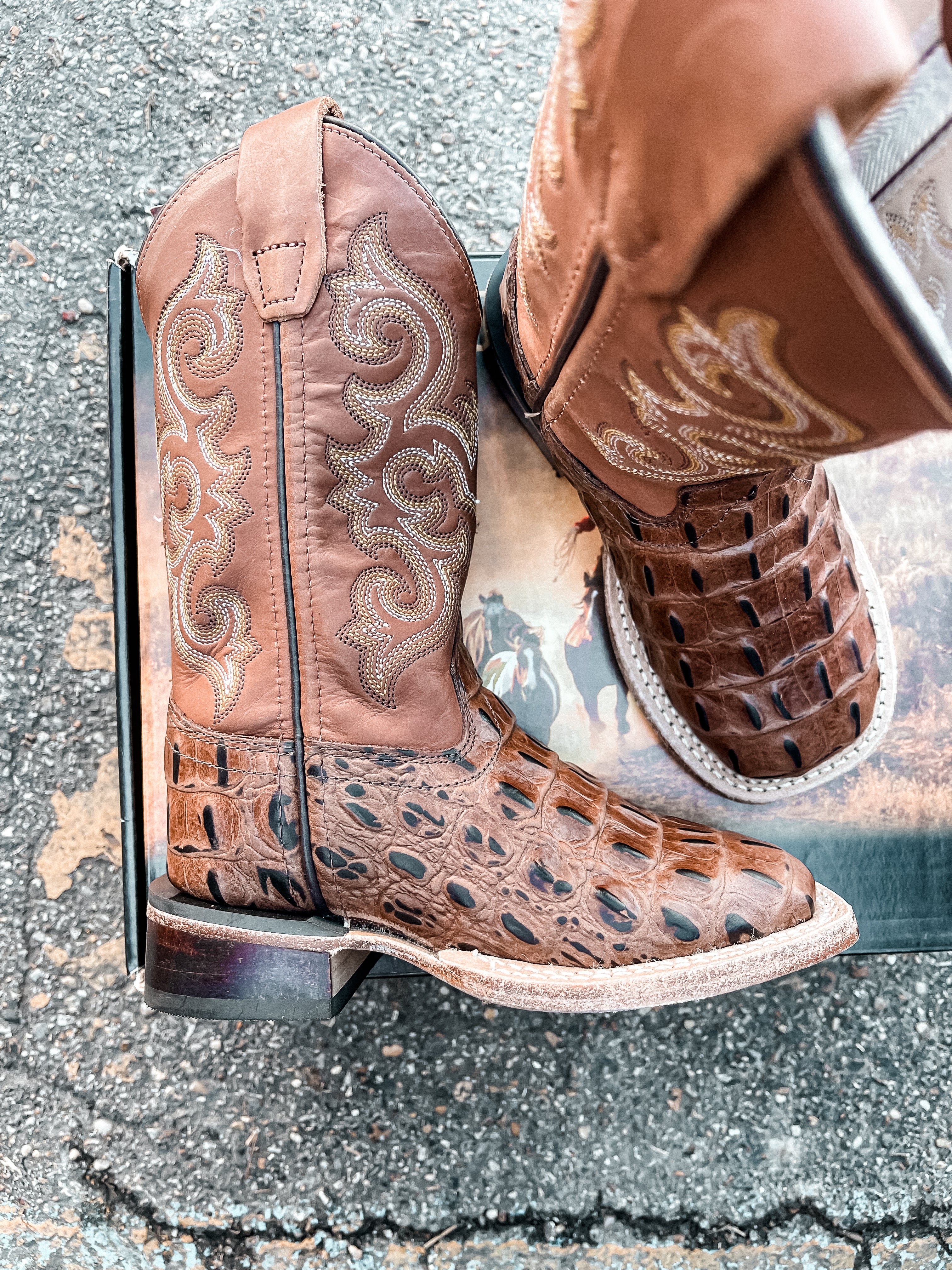 Old West Youth Square Toe Western Boots - Image 3