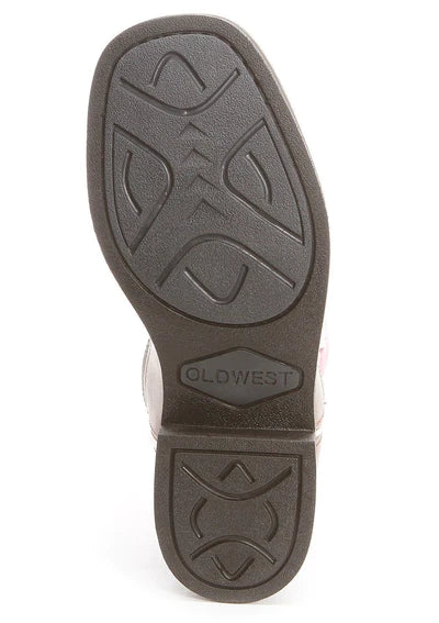 Youth Old West Chocolate Burgundy Square Toe Boot - Image 2