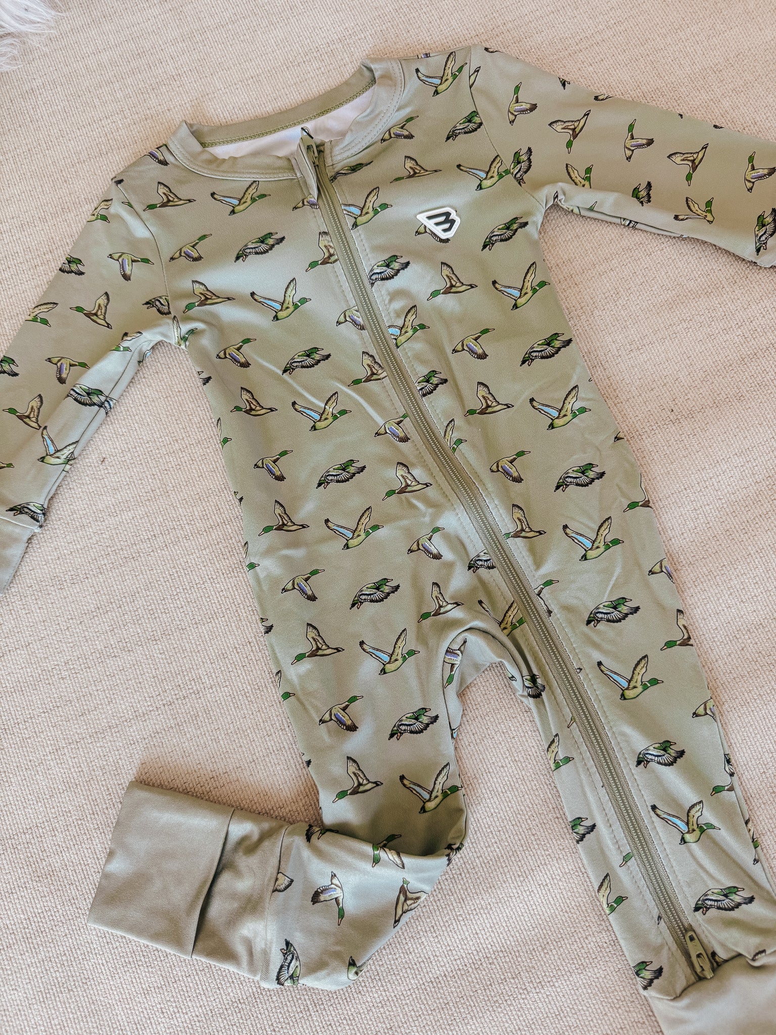 Baby Burlebo Zip Up - Flying Ducks Green - Image 3