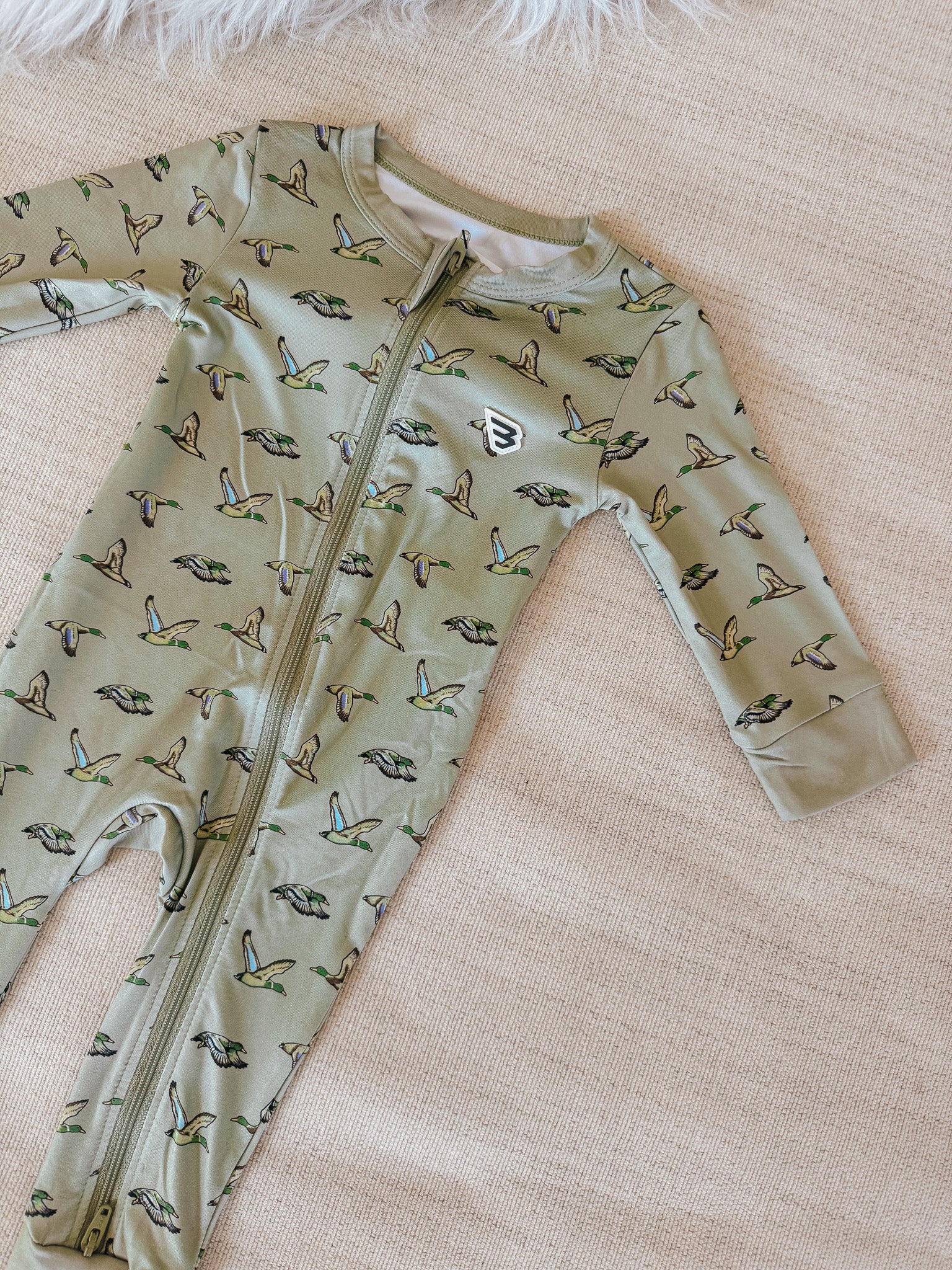 Baby Burlebo Zip Up - Flying Ducks Green - Image 5