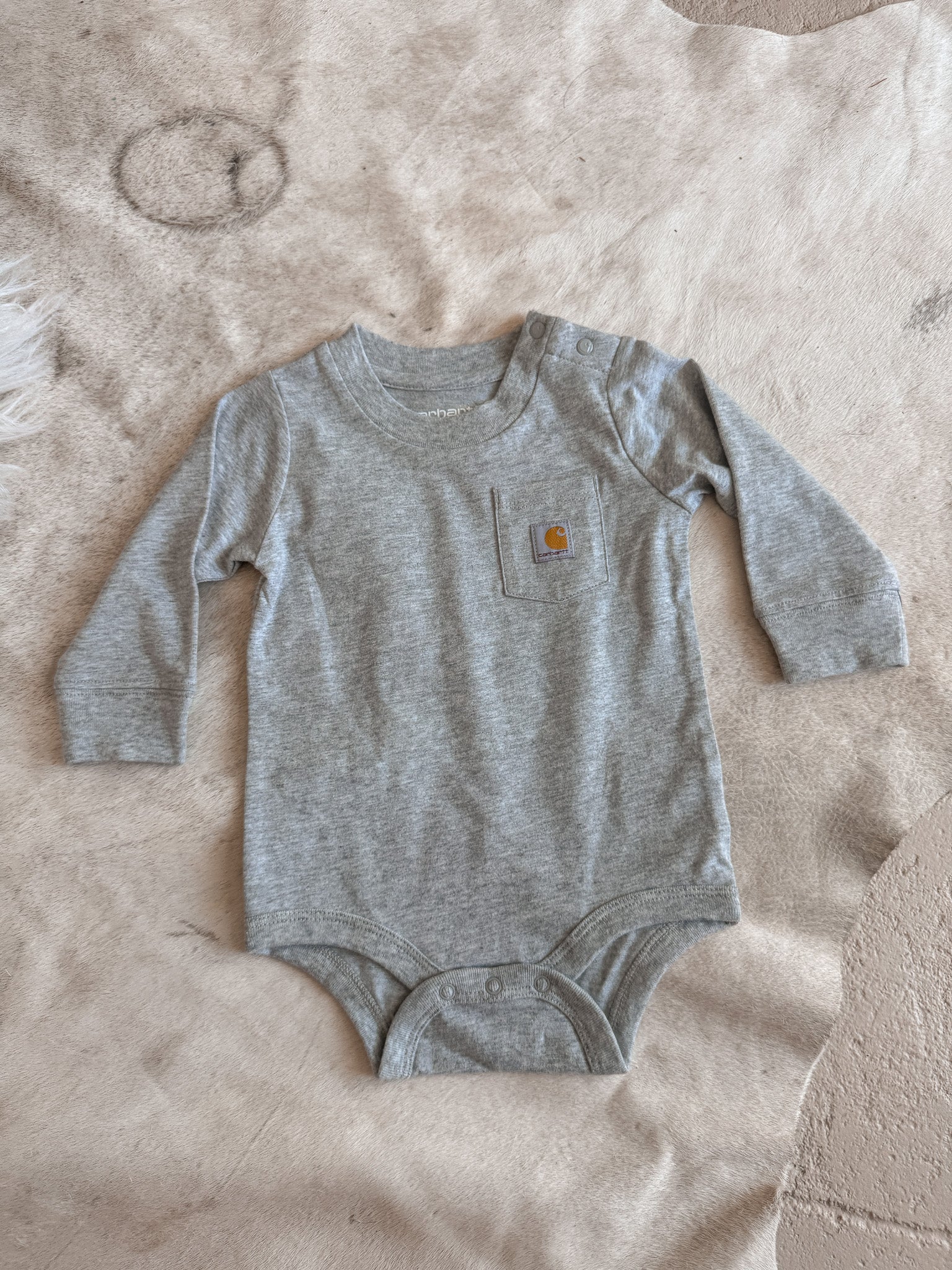 Carhartt Infant Long Sleeve Bodysuit in Light Grey - Image 2