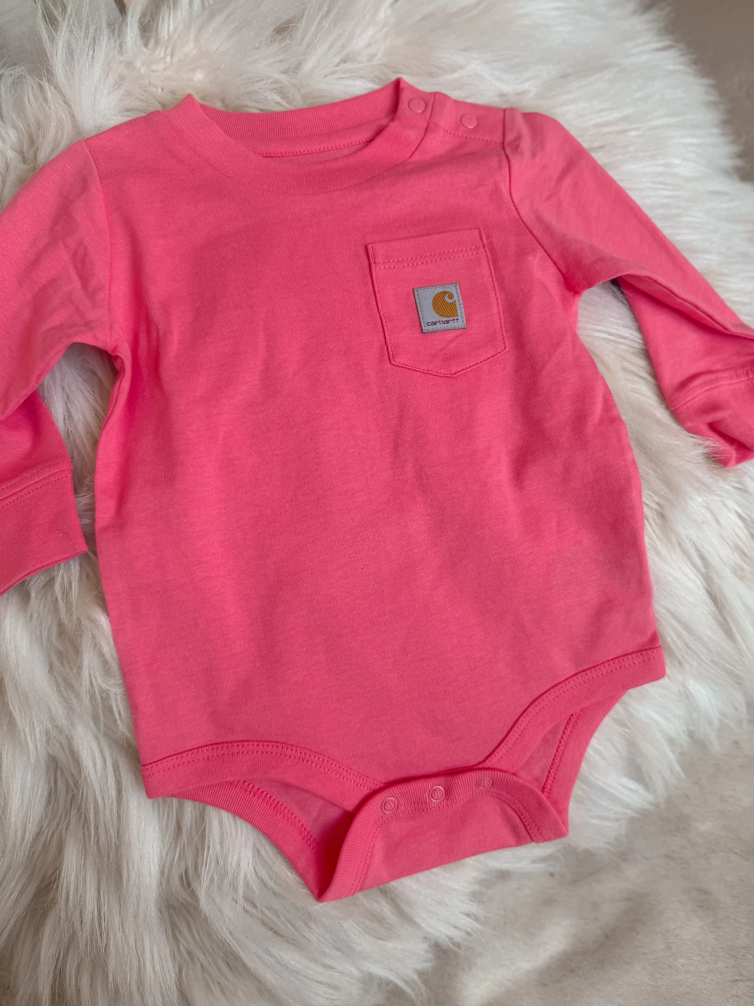 Carhartt Infant Long Sleeve Bodysuit in Pink - Image 4