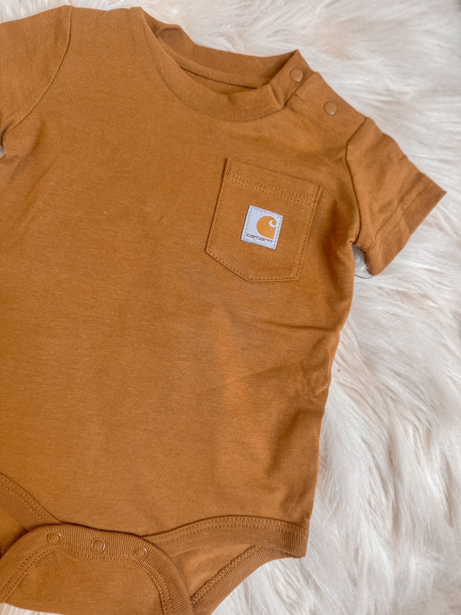 Carhartt Infant Short Sleeve Bodysuit in Brown - Image 3