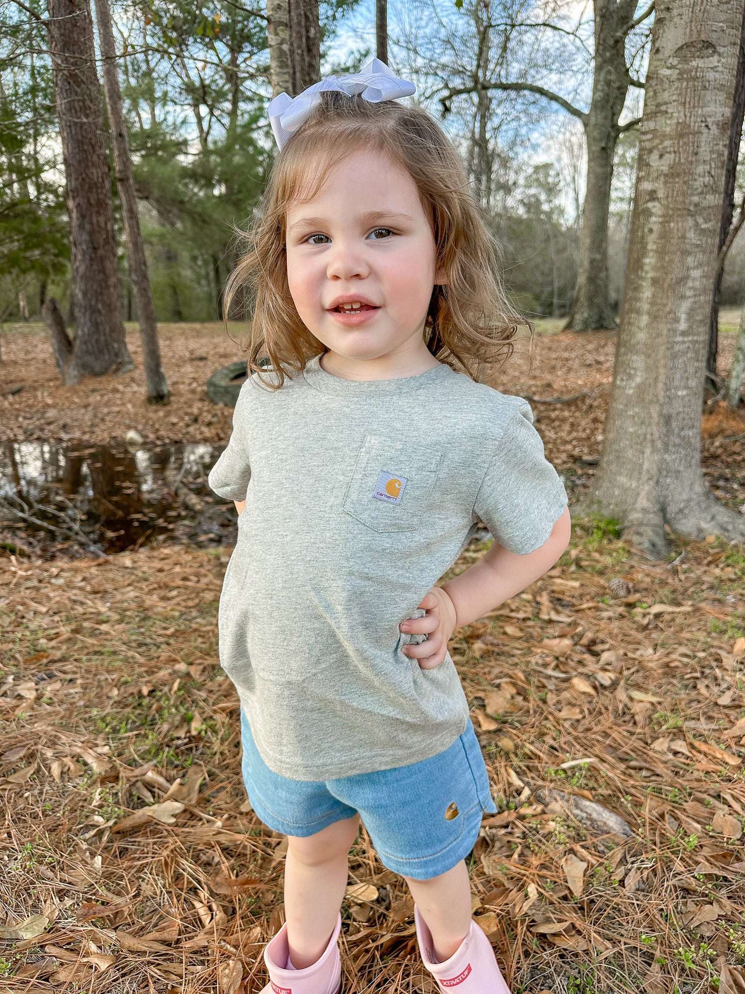 Carhartt Toddler & Kid's Pocket T-Shirt in Heather Grey - Image 7