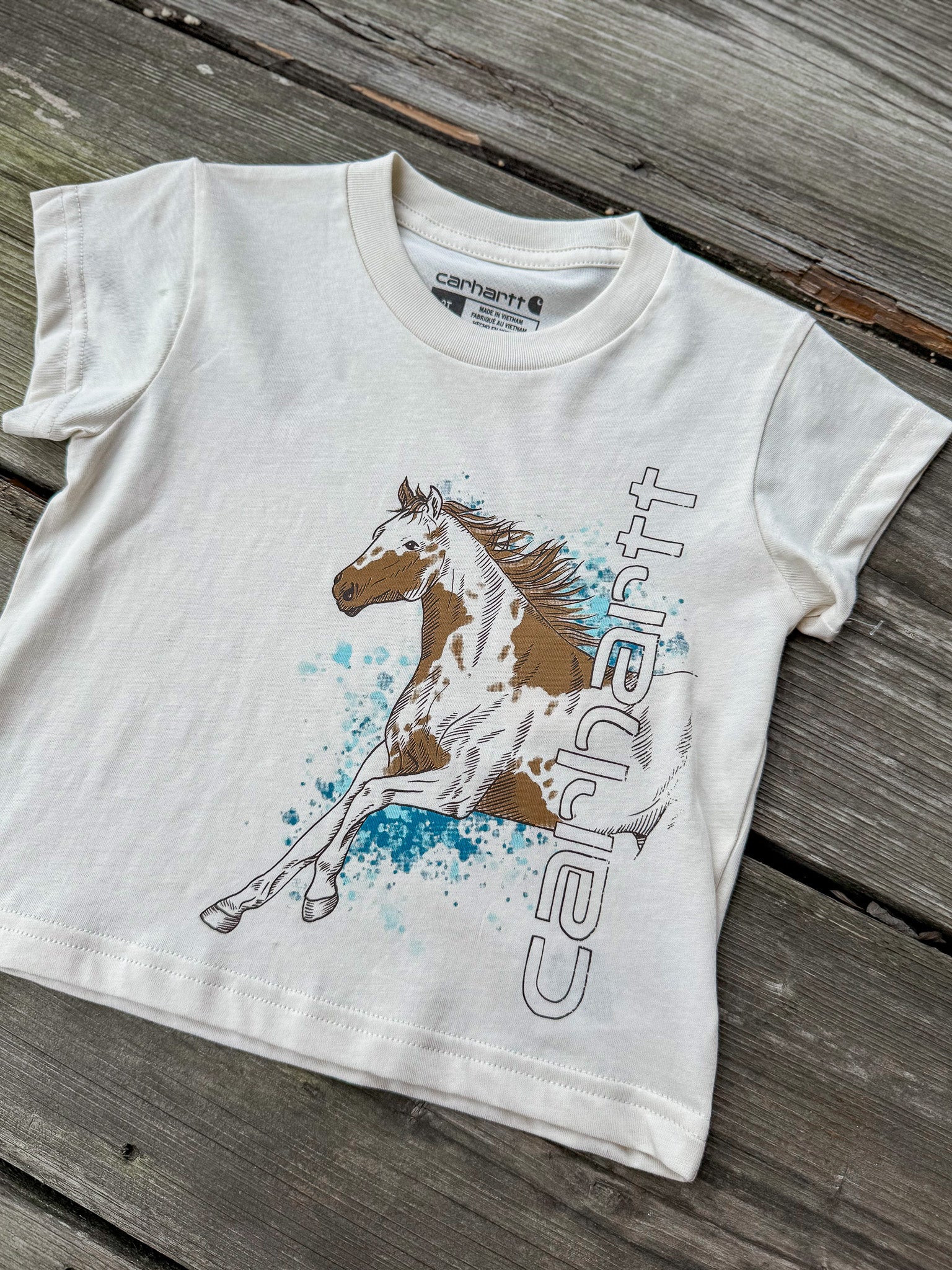 Toddler Carhartt Running Horse T-Shirt in Turtledove - Image 3