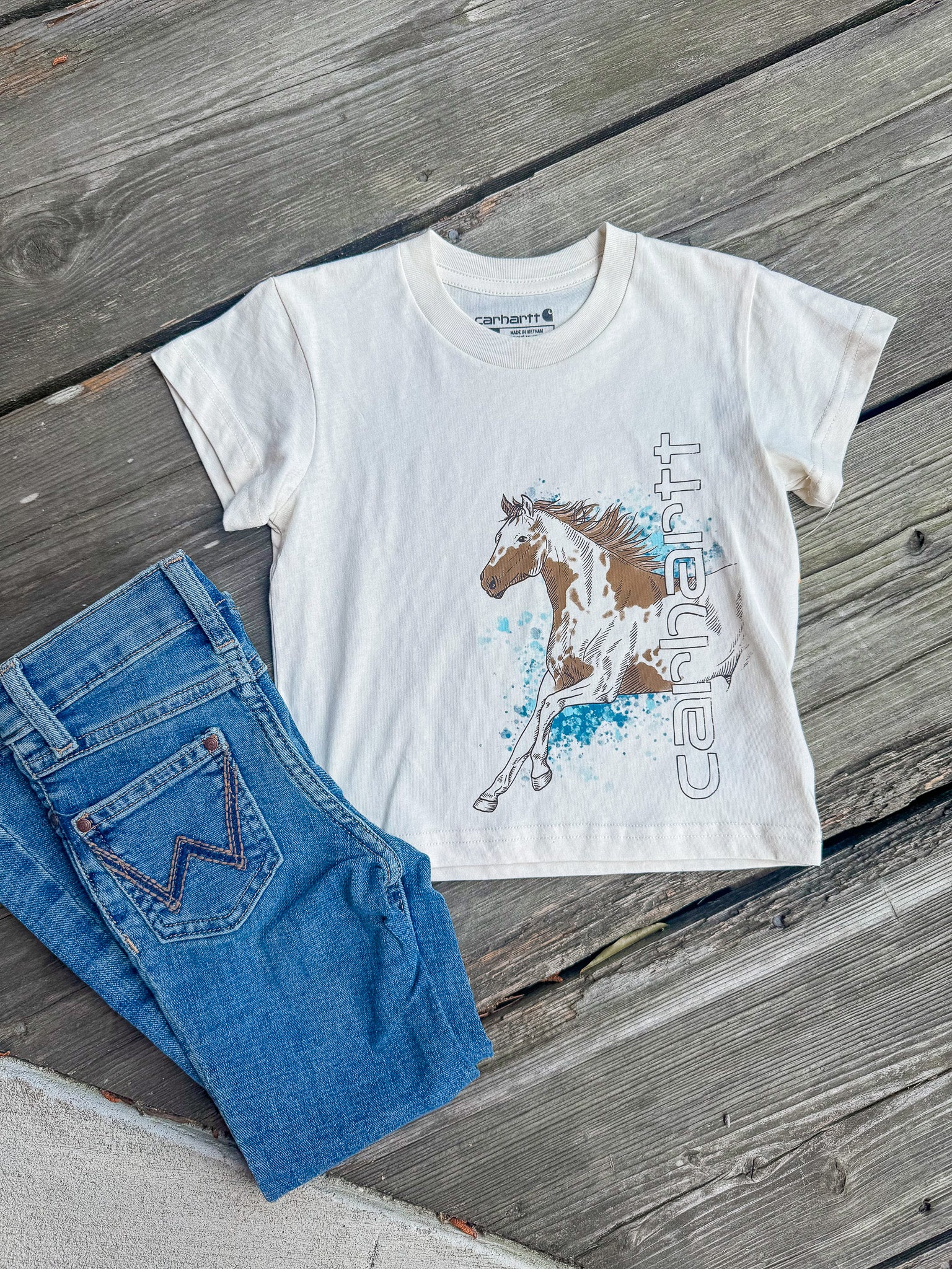 Toddler Carhartt Running Horse T-Shirt in Turtledove - Image 5