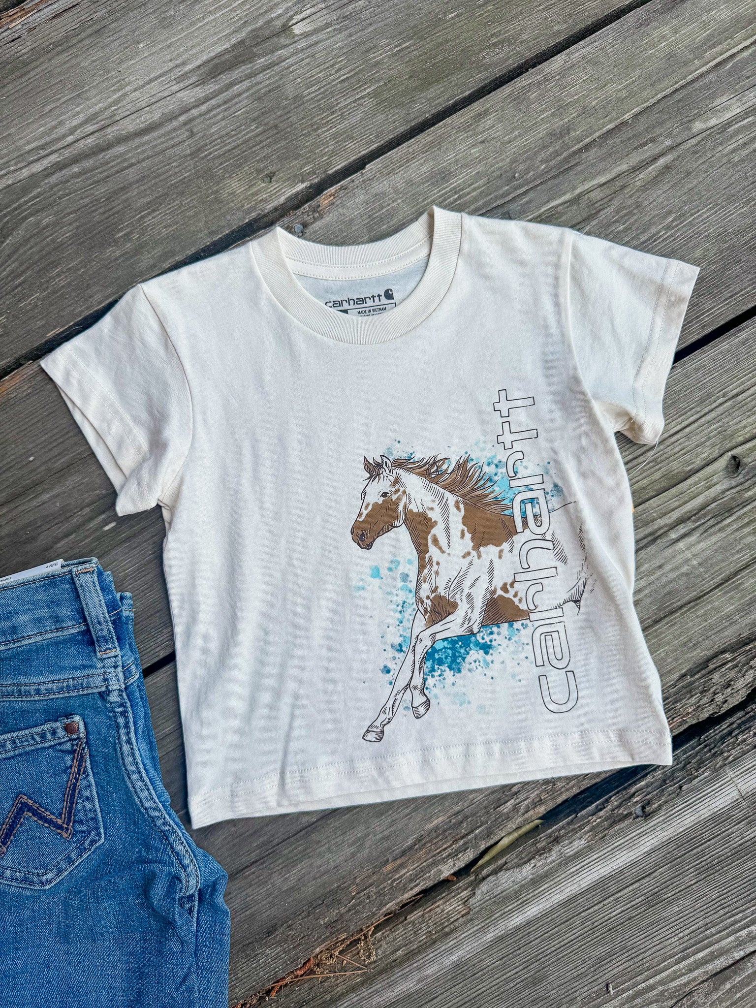 Toddler Carhartt Running Horse T-Shirt in Turtledove - Image 6