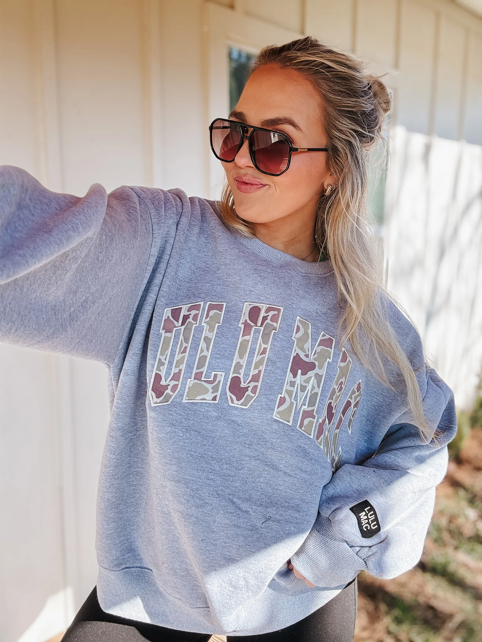 Lulu Mac Camo Sweatshirt in Light Grey - Image 4