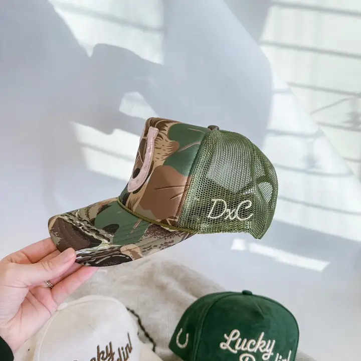 Camo Velvet Horseshoe Trucker Hat - Image 3