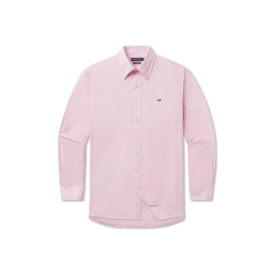 Southern Marsh Dyer Performance Gingham Dress Shirt in Camelia & Wharf Purple - Image 4