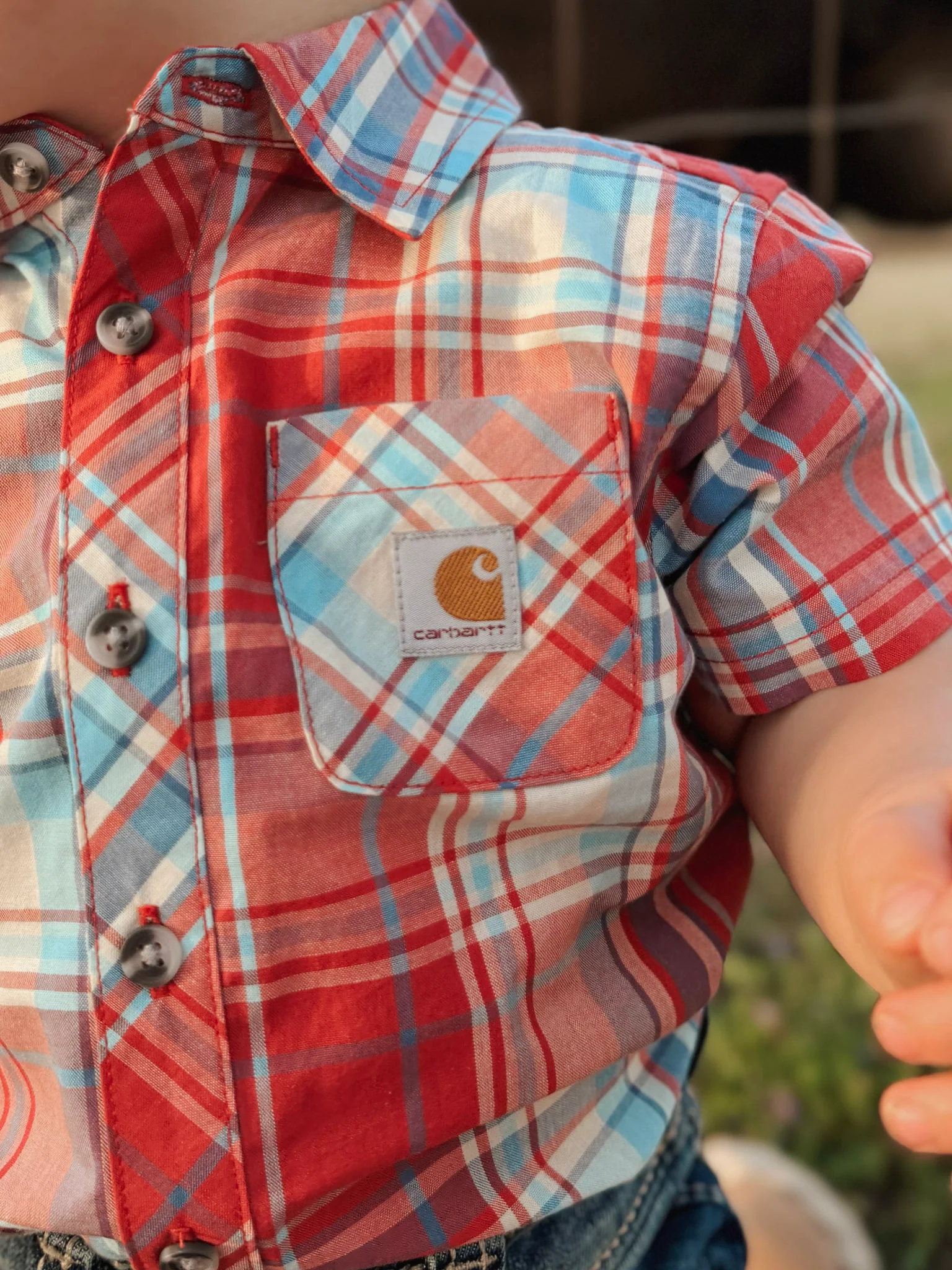Carhartt Infant Woven Bodysuit in Red Plaid - Image 2