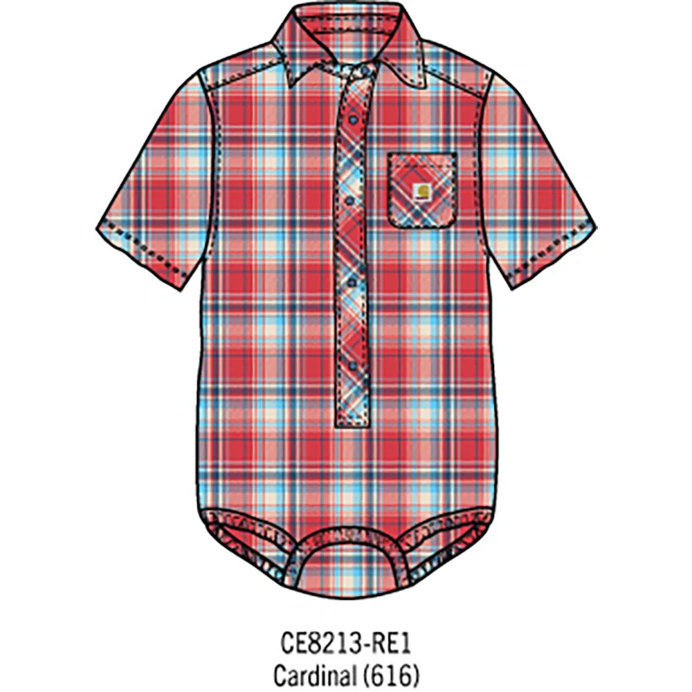 Carhartt Infant Woven Bodysuit in Red Plaid - Image 6