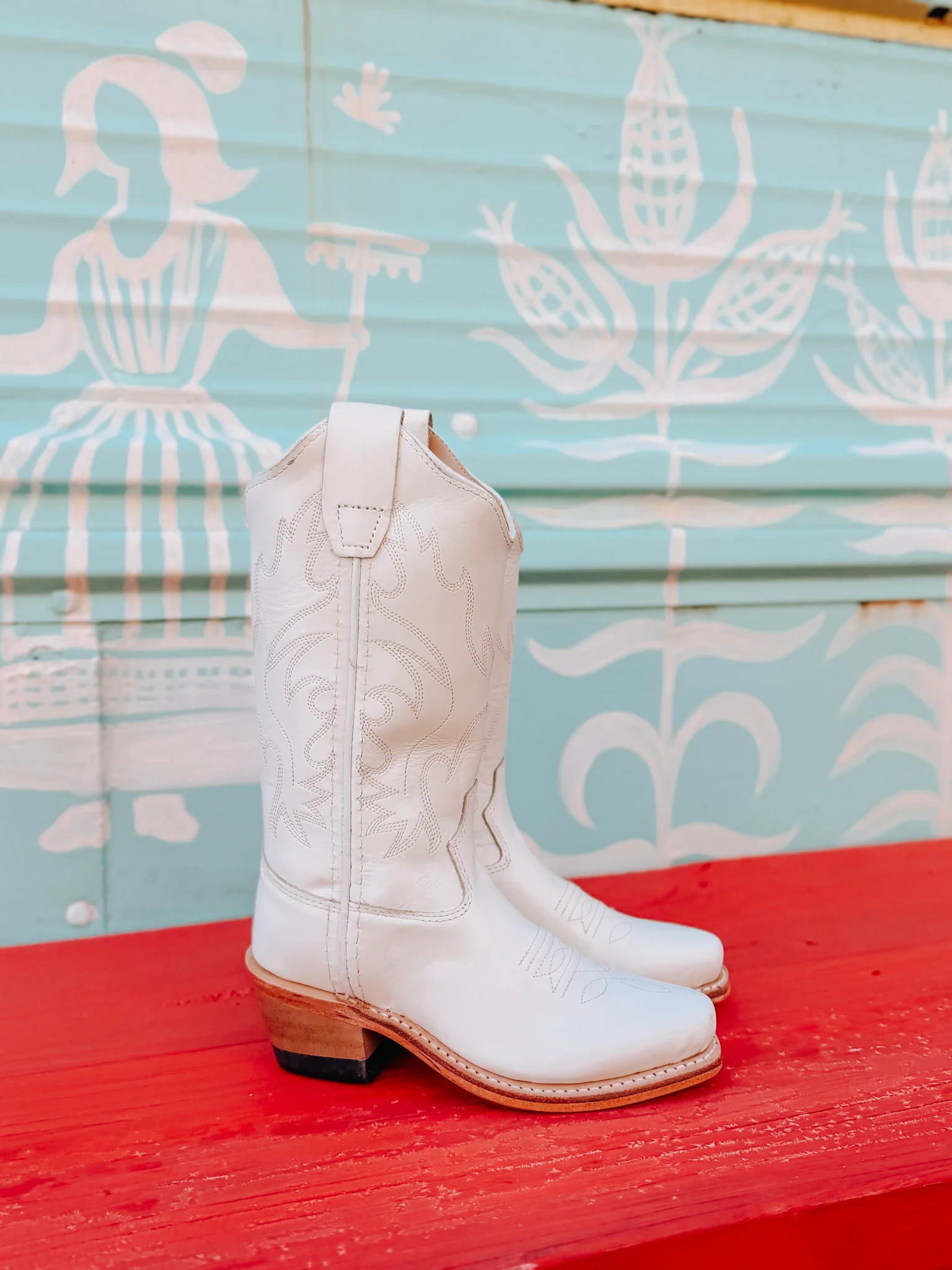 Girl's Old West All Over White Almond Toe Cowboy Boot - Image 2