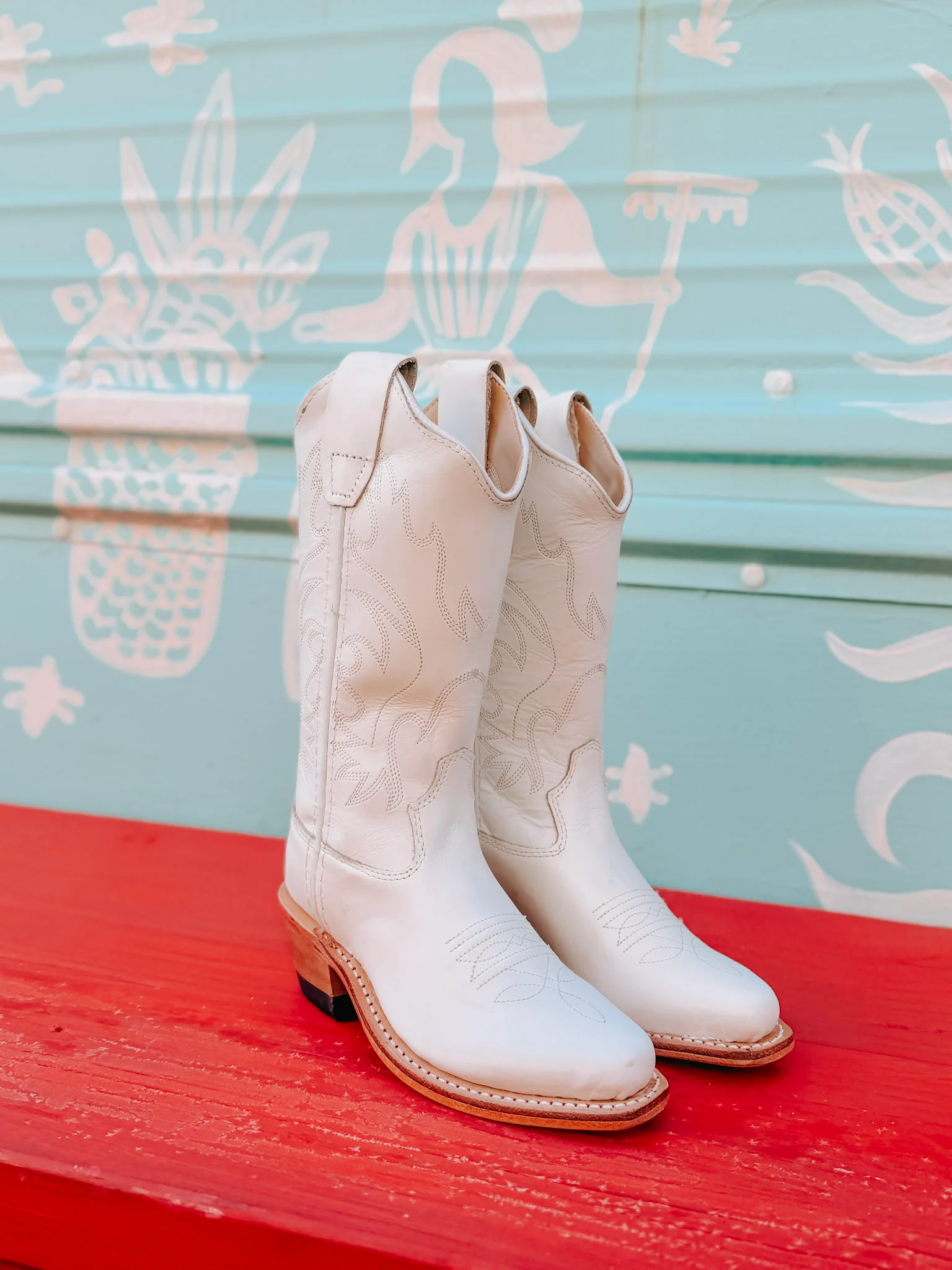 Girl's Old West All Over White Almond Toe Cowboy Boot - Image 3