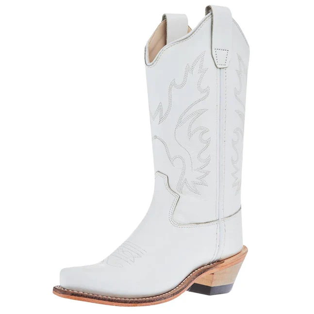 Girl's Old West All Over White Almond Toe Cowboy Boot - Image 4