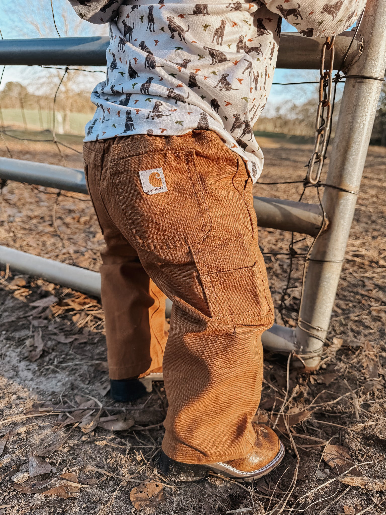 Carhartt Kid's Canvas Dungaree Pants in Carhartt Brown - Image 4
