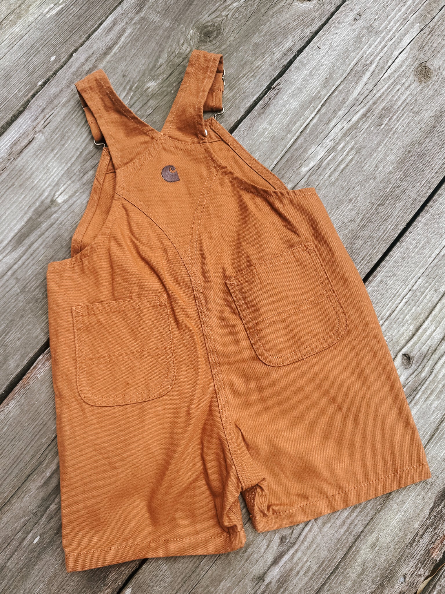 Toddler Carhartt Loose Fit Canvas Shortall in Brown - Image 2