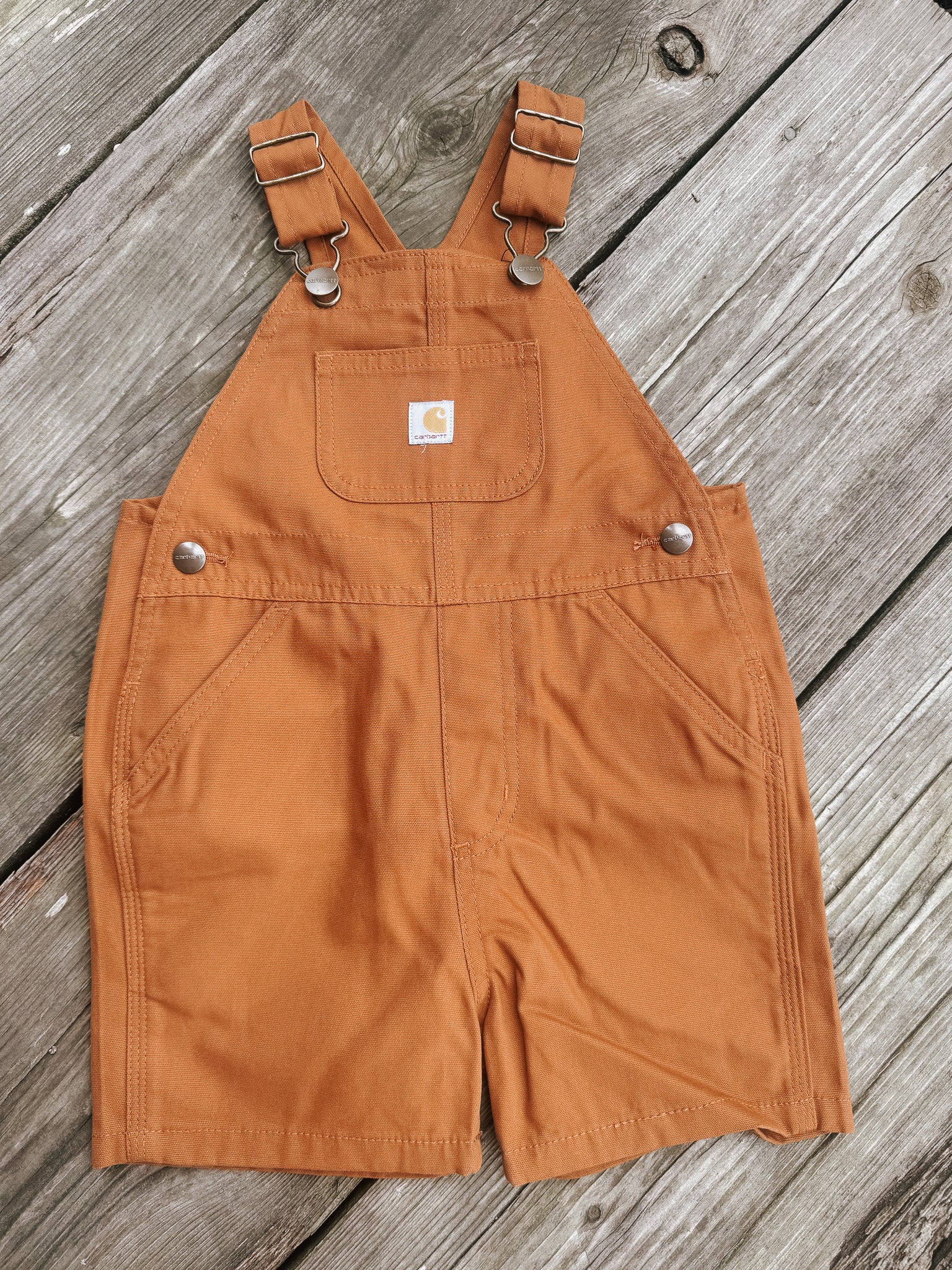 Toddler Carhartt Loose Fit Canvas Shortall in Brown - Image 3
