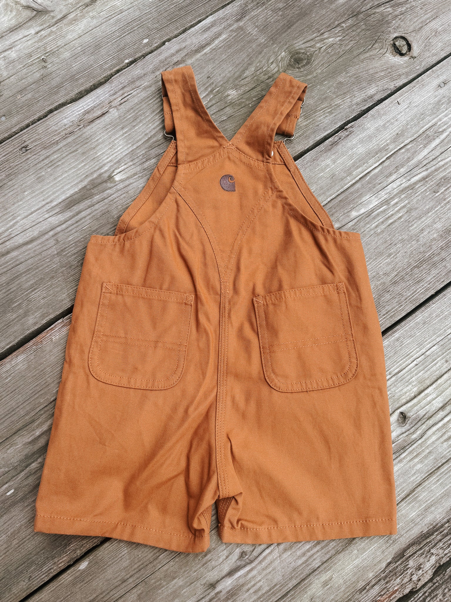 Toddler Carhartt Loose Fit Canvas Shortall in Brown - Image 4